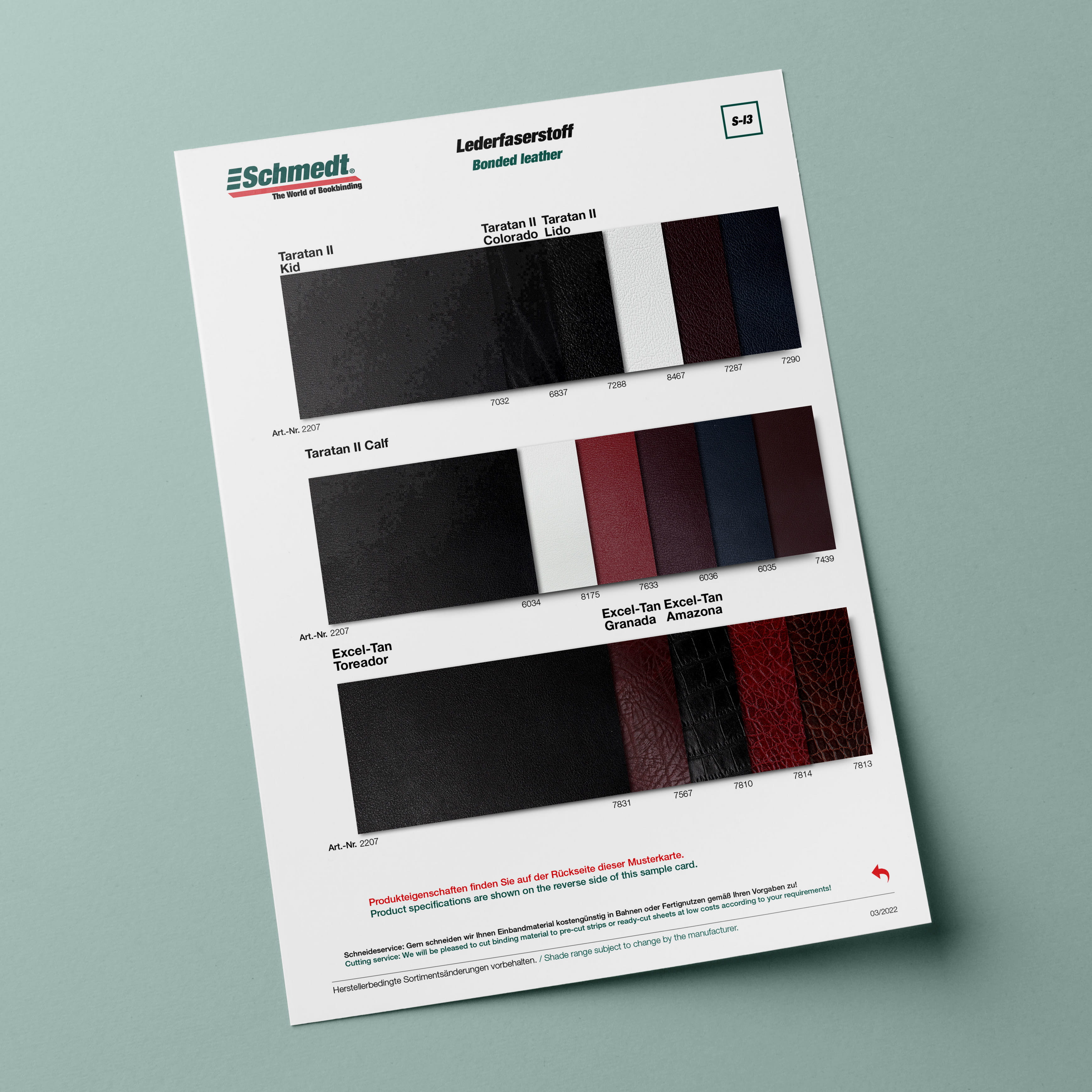 Sample card Taratan II and Excel-Tan - Type S-I3 Bonded leather 2/3... - image-1