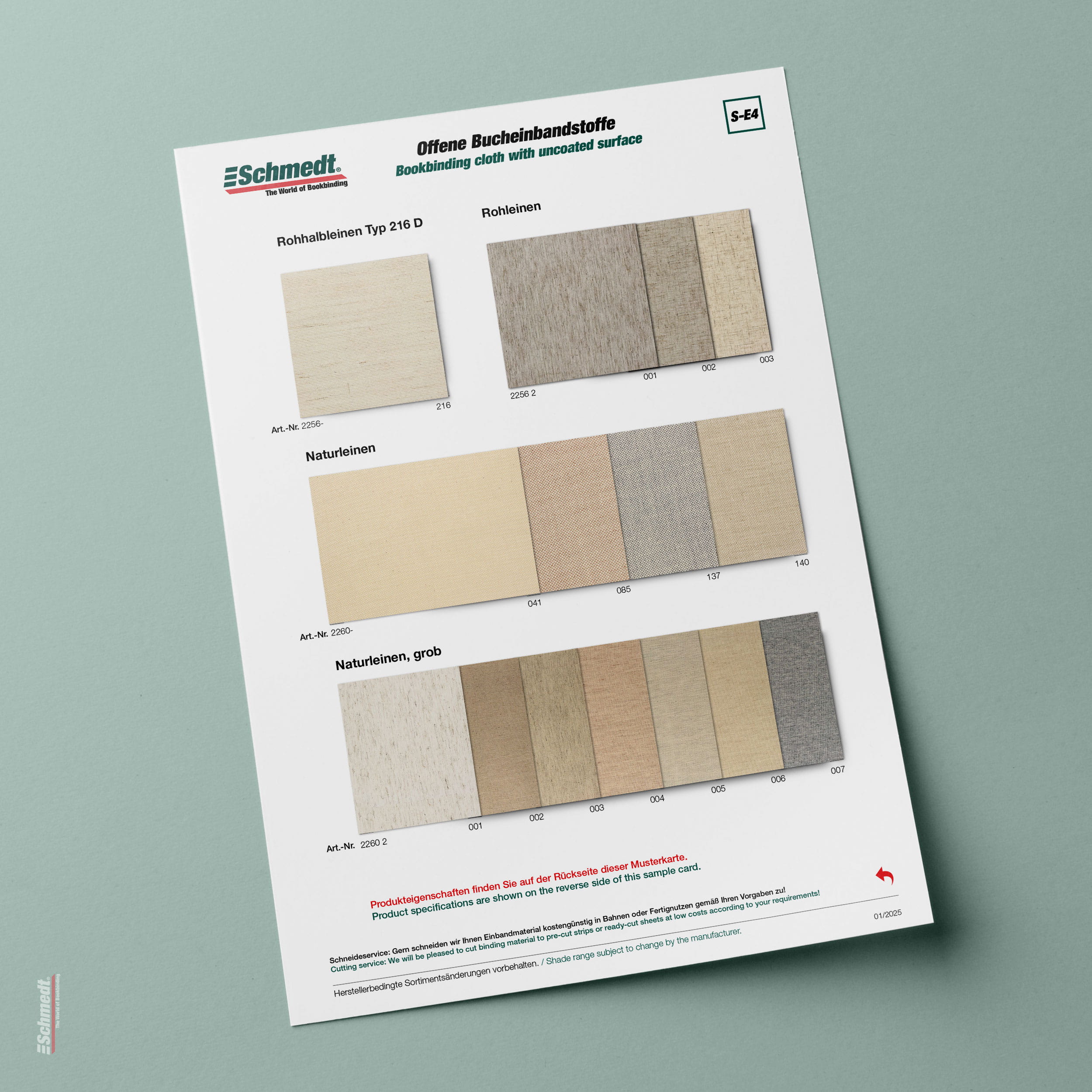 Sample card for raw and natural linen - Type S-E4 Roh- und Naturleinen... - image-1