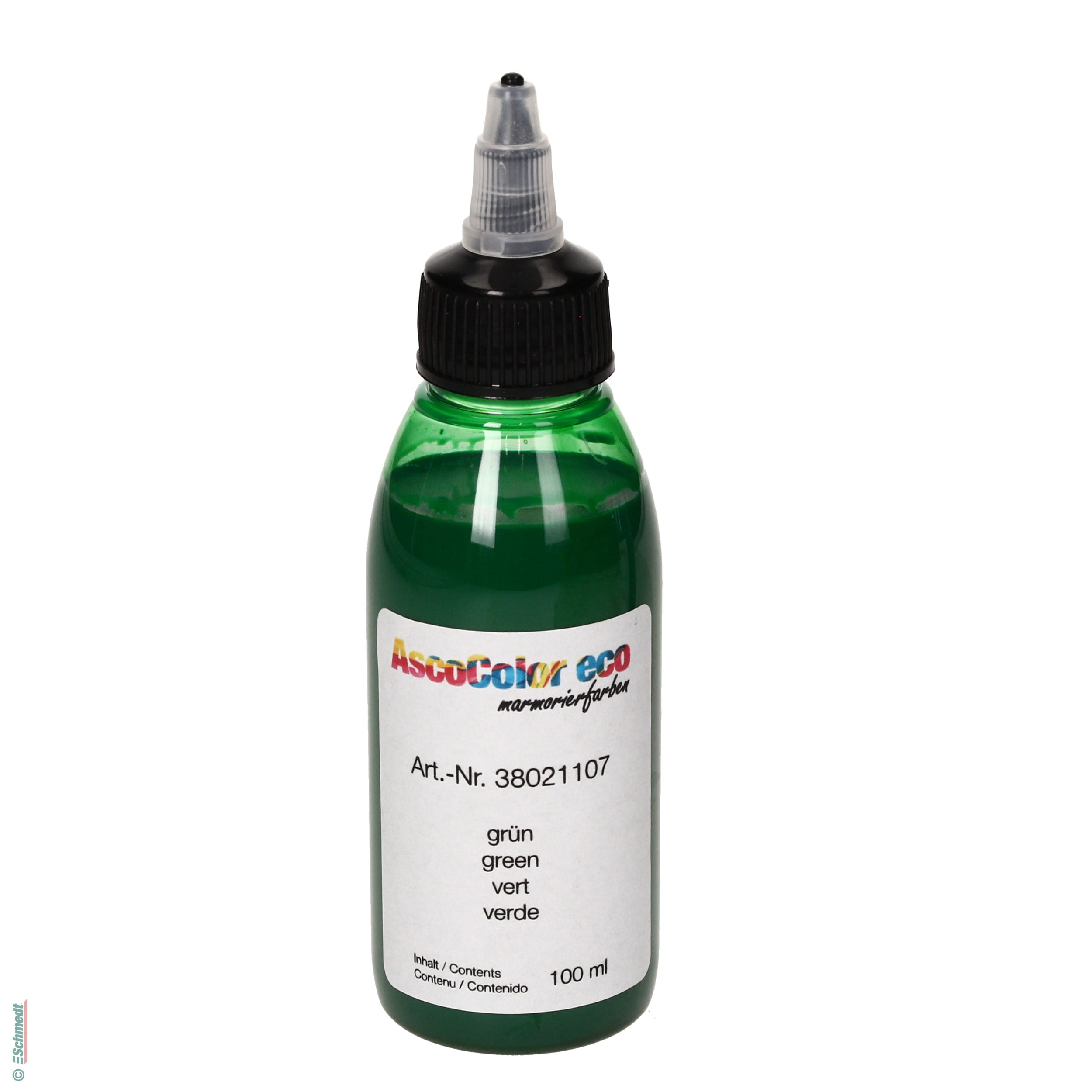 AscoColor eco - Marbling dye - Colour 107 - green - Contents Bottle / 100 ml - to produce marbled papers

Please shake the dyes vigorously...