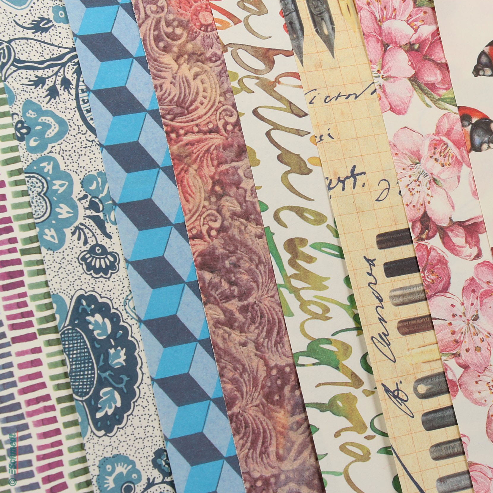 Buntpapier • Flächengewicht: 85 g/m² - Format: 68 x 100 cm - Schmalbahn - bedrucktes Papier als Bezugspapier für Bücher, Schachteln, Boxen, ...