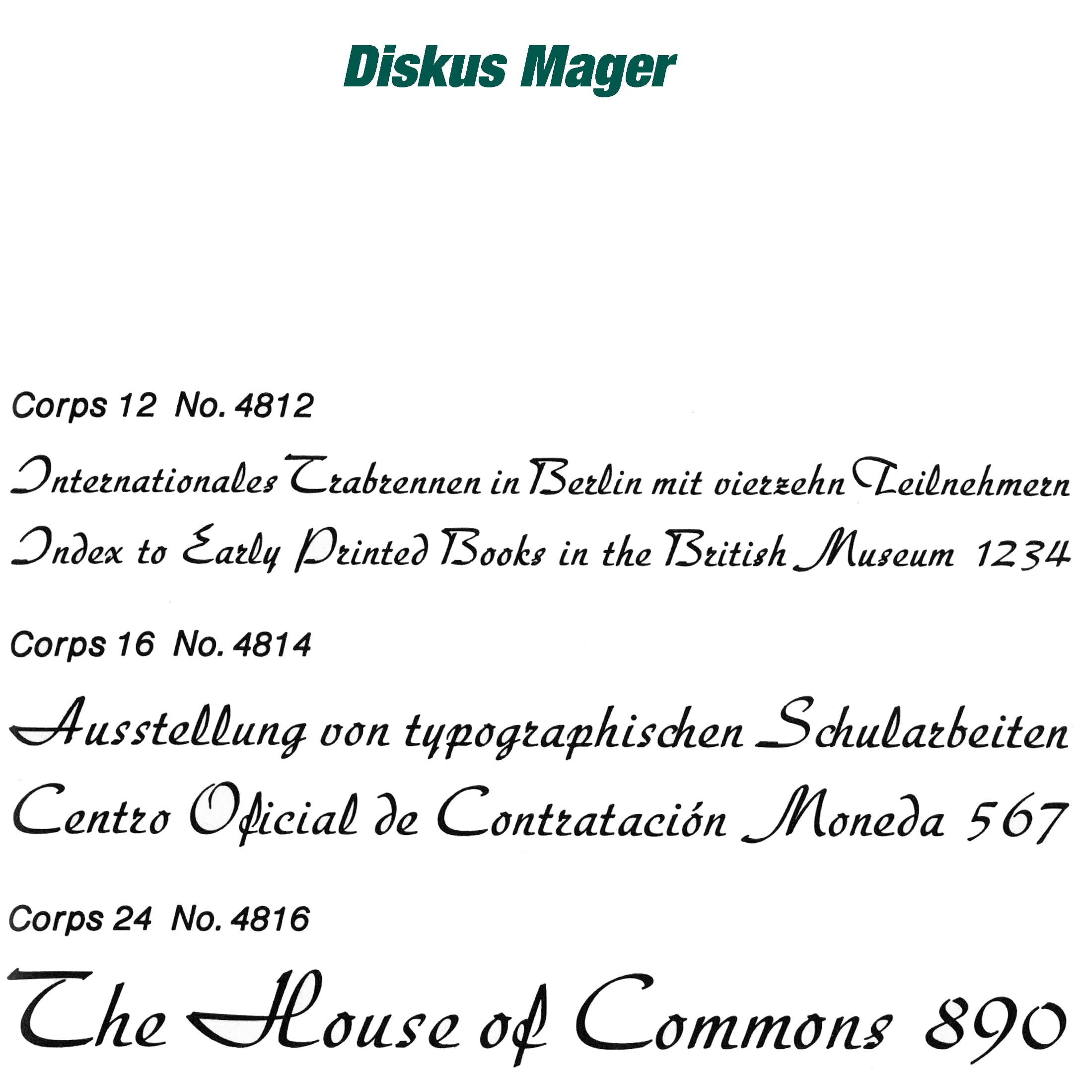 Haas typestyle Diskus Mager - made of zinc-aluminium - to insert into a typeholder (manual of for blocking press) for hot-foil stamping of t... - image-1