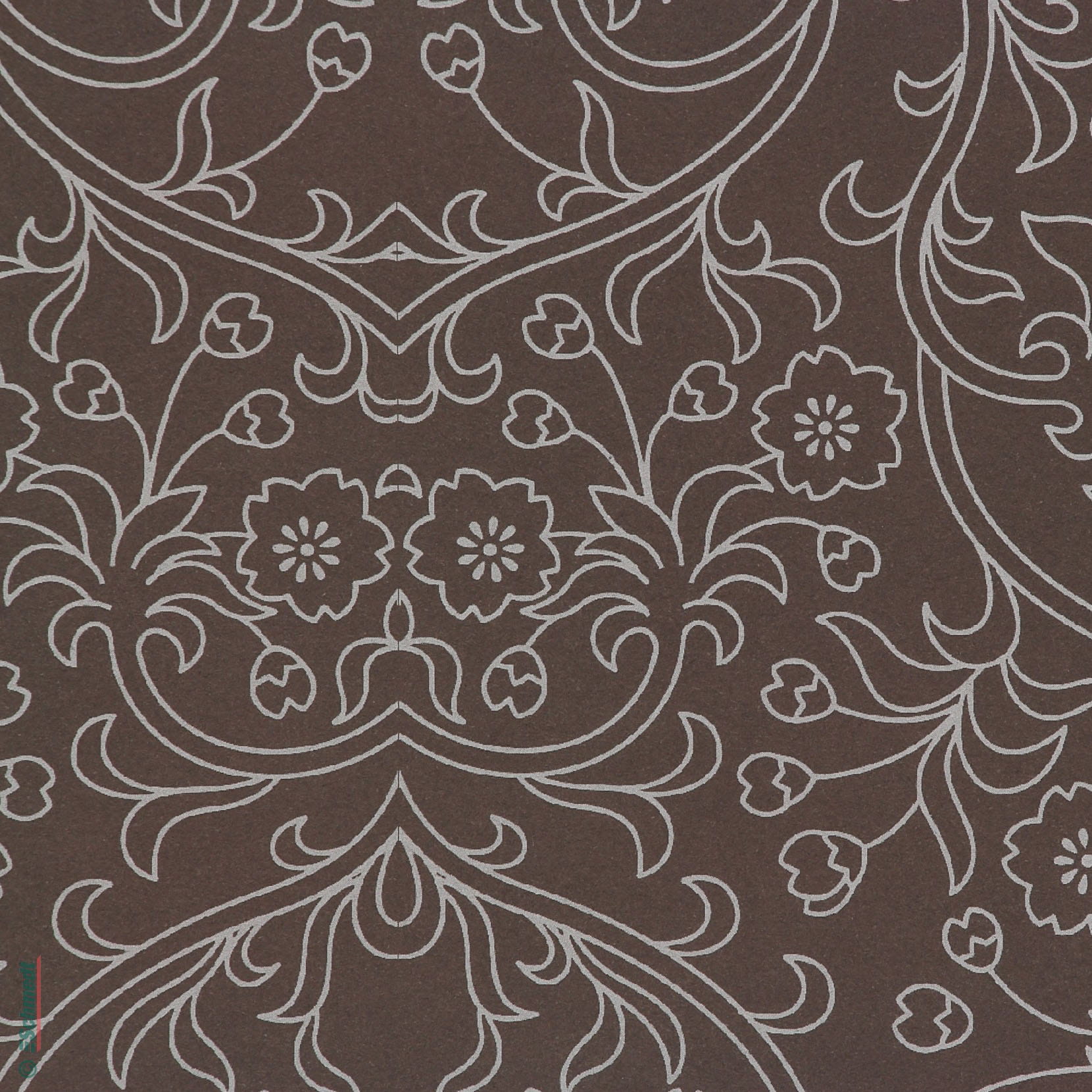 Papel decorado - Color Ornamente de flores marrón - Gramaje 100 g/m² - papel impreso, se puede usar como papel cobertor para encuadernacione...