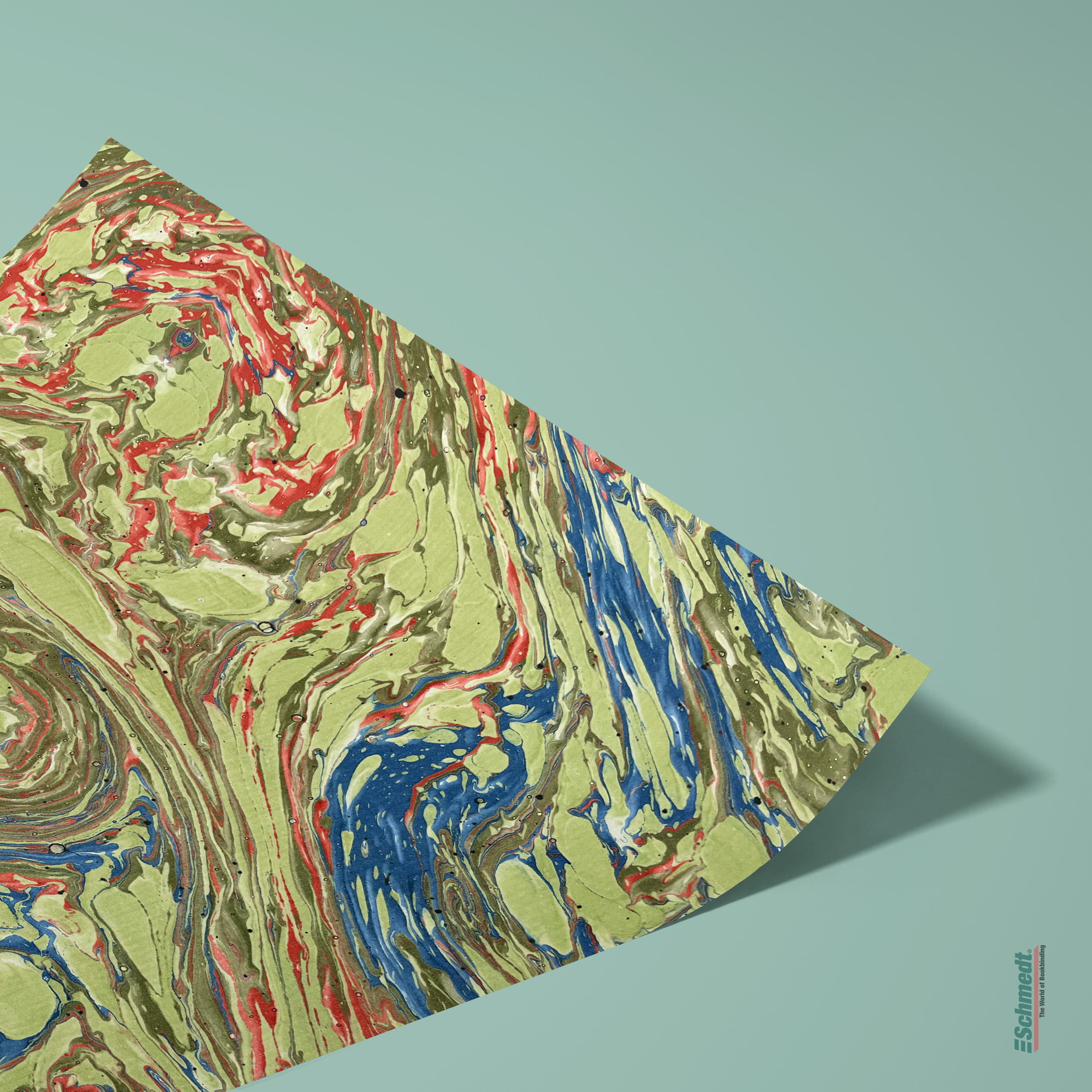 Echtes Pariser Marmorpapier - Farbe 060 - grün - Format 50 x 65 cm - Laufrichtung Breitbahn - Beziehen von Bucheinbänden, Kästen, Schachteln... - Bild-1