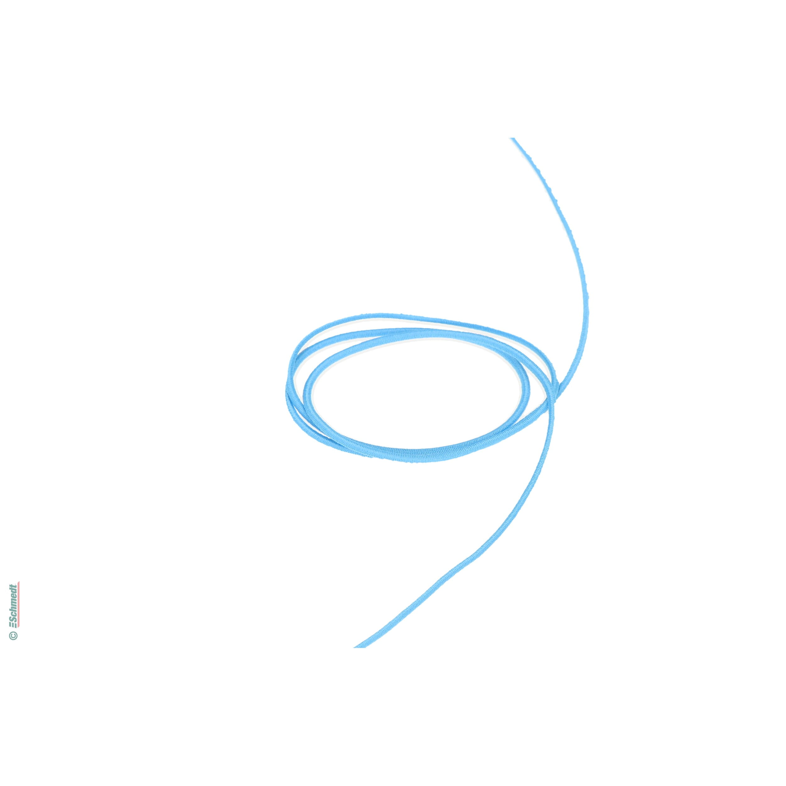 Cordon en caoutchouc élastique, rond | 1,8 mm d'épaisseur - Couleur 115 - bleu clair - Longueur de rouleau (en m) 100 - Peut aussi être équi...