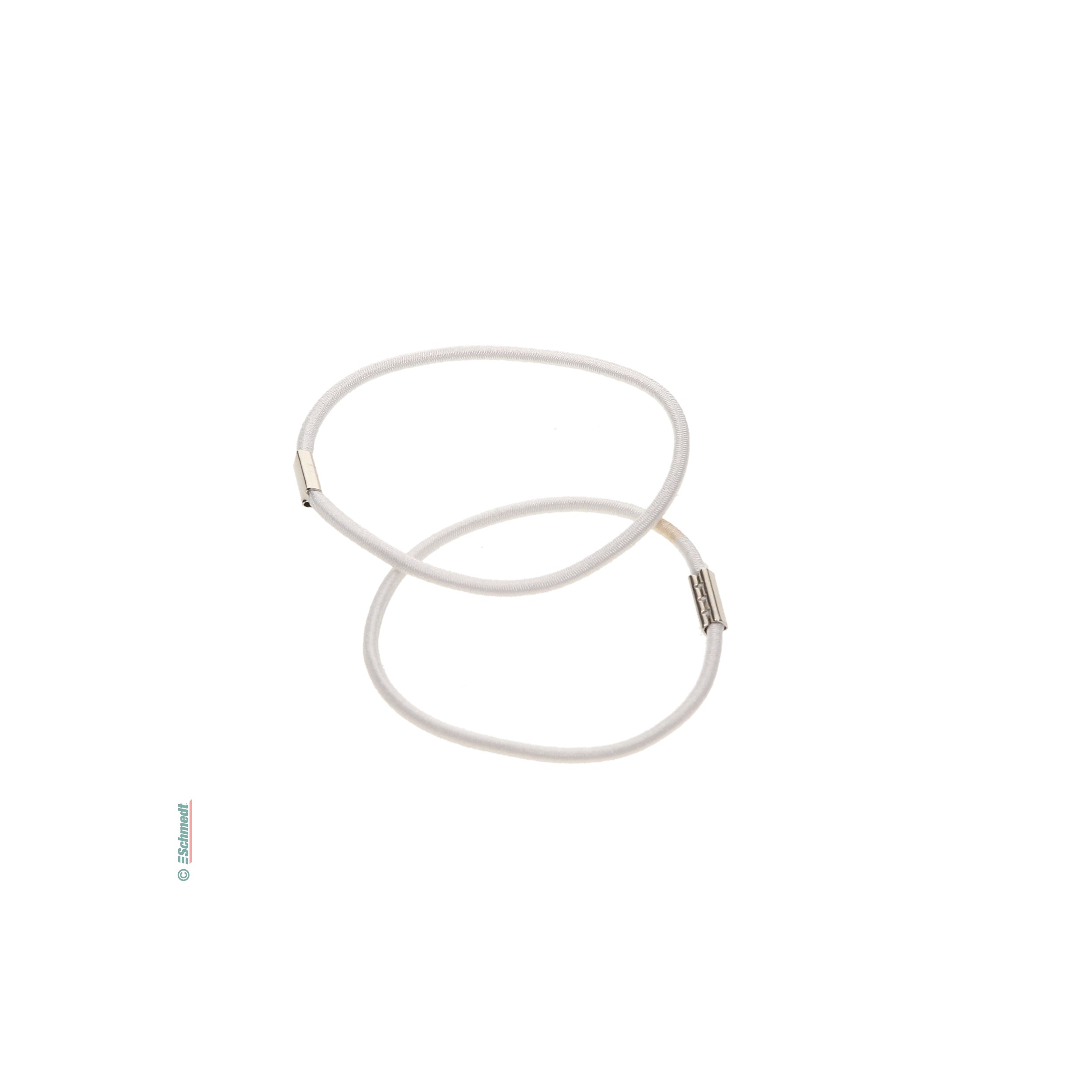 Ficelle élastique cramponnée comme anneau avec clip - Couleur 001 - blanc - pour relier ou fermer chemises, cartes de menu, cartes d'invitat... - image-1