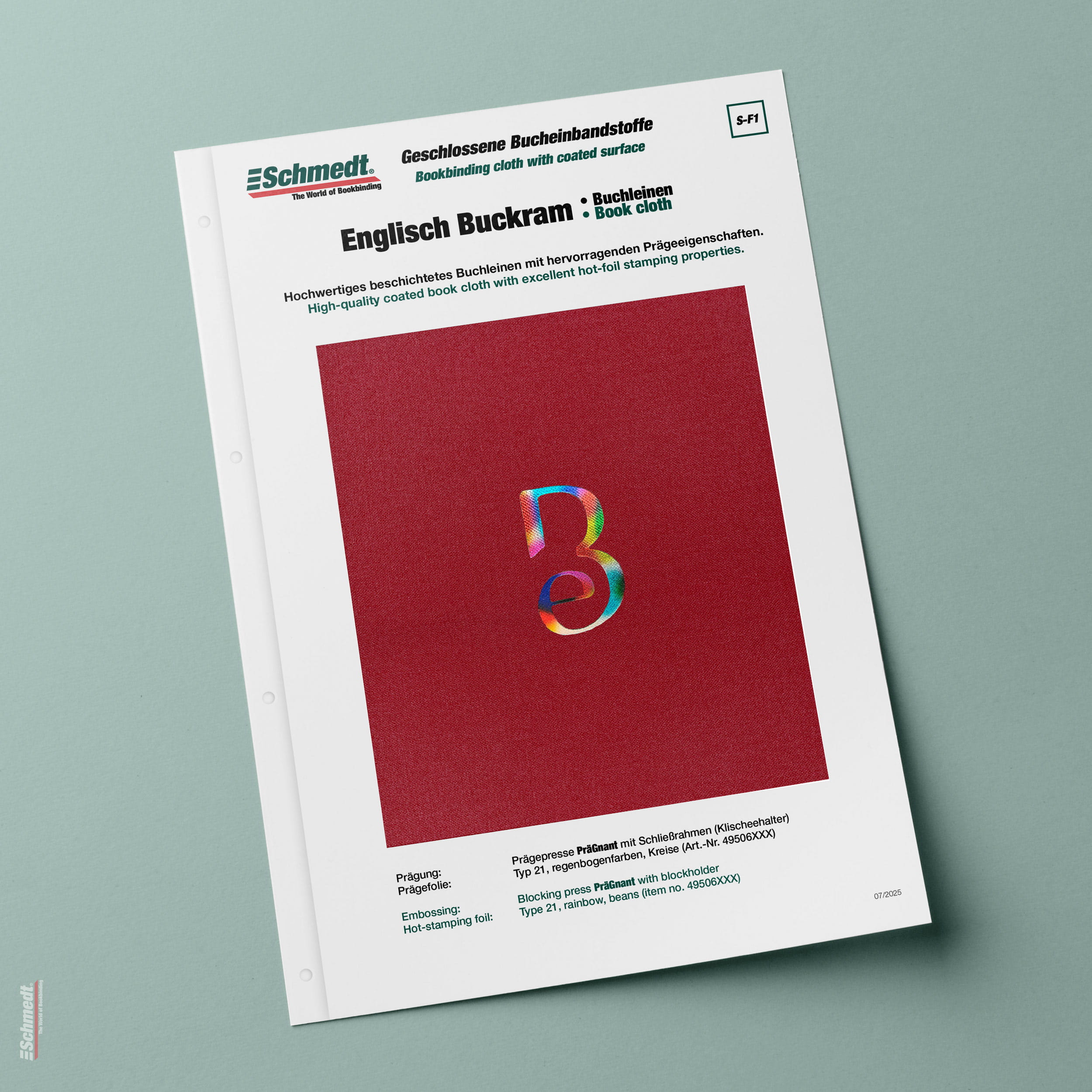 Sample card Englisch Buckram - Binding cloth with coated surface... - image-1