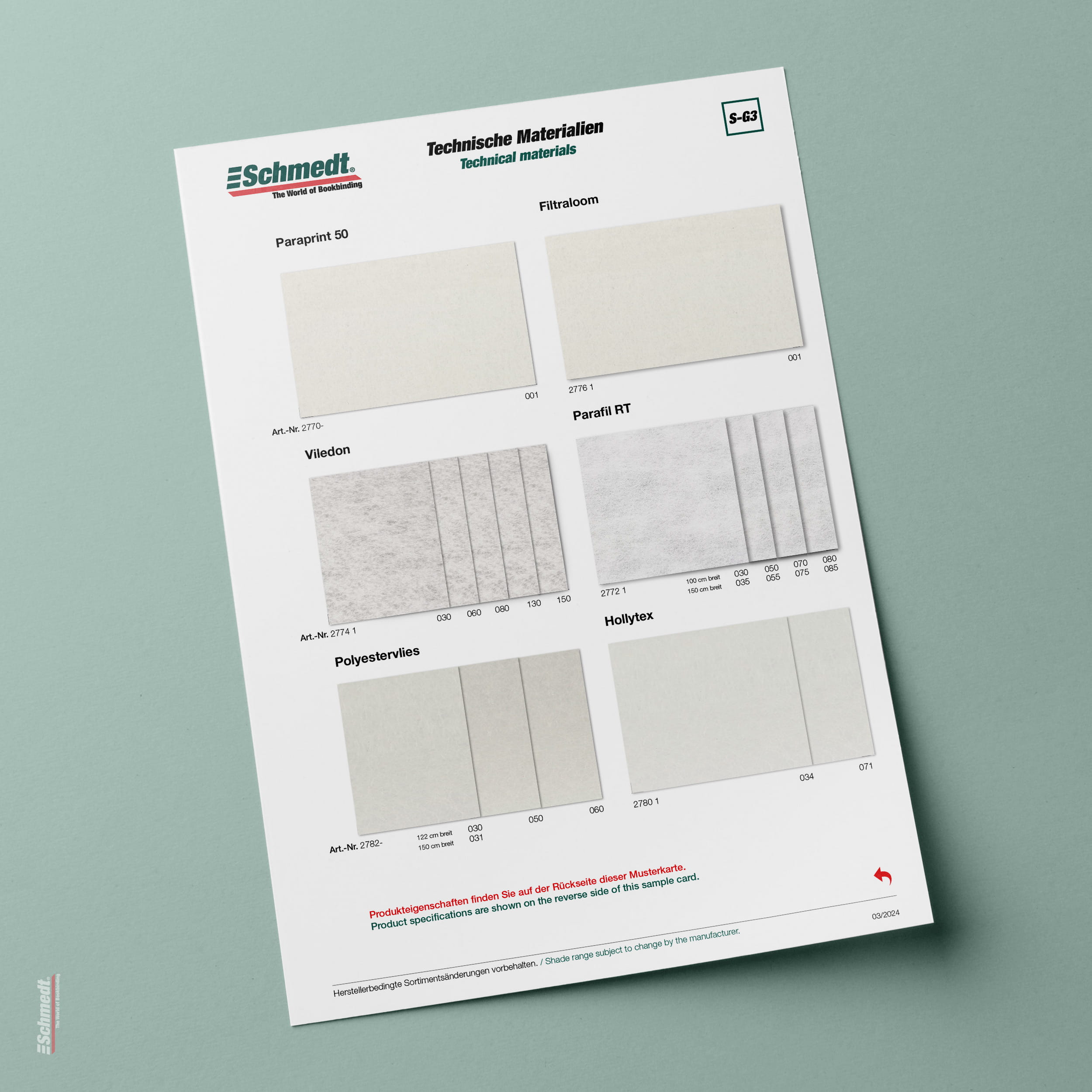 Sample card  Non-wovens - Type S-G3 Technical materials 3/3... - image-1