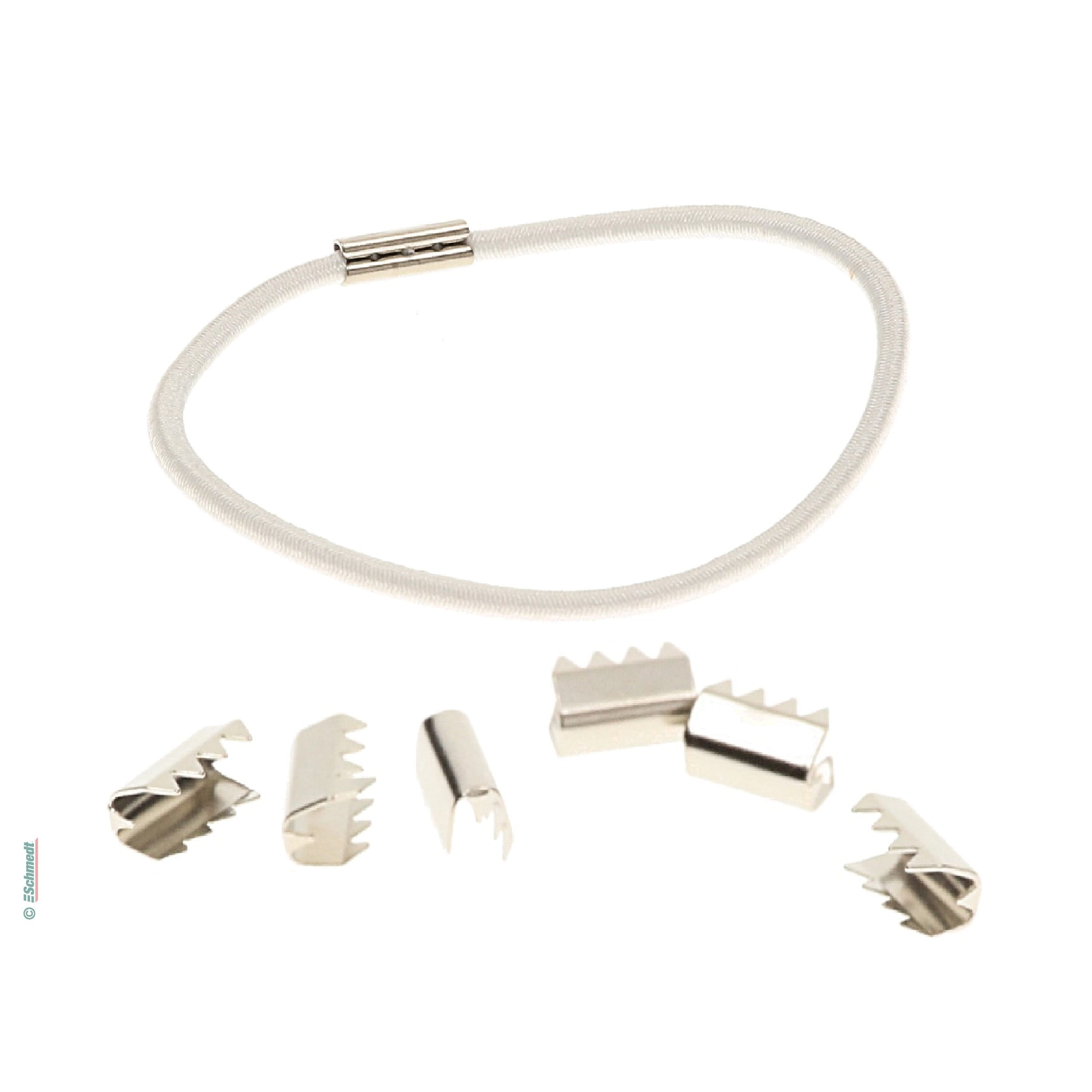Metal clips - to clip rubber cord to a ring - Metal clips for making round rubber bands with round rubber cord  with a diameter of approx. 1...
