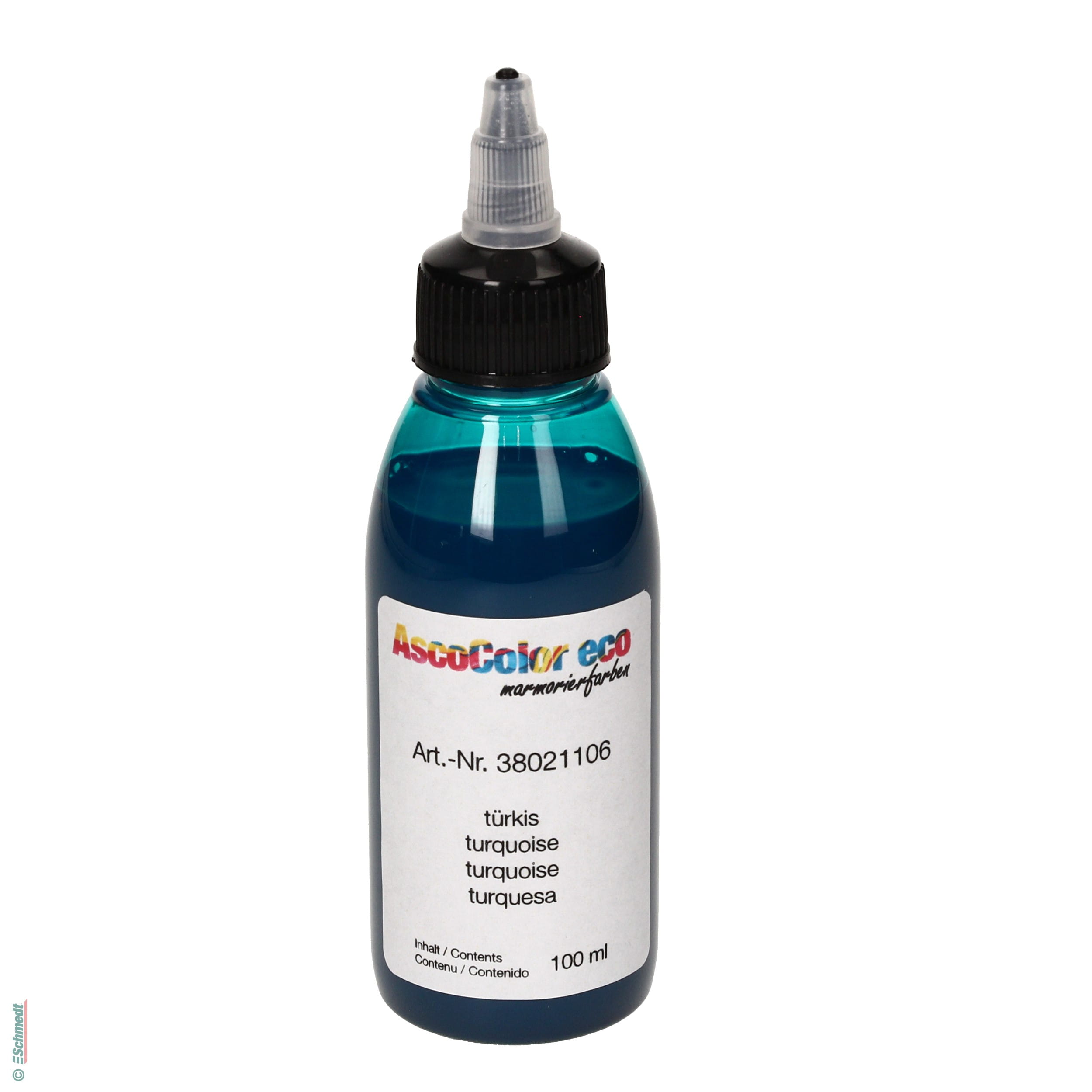 AscoColor eco - Marbling dye - Colour 106 - turquoise - Contents Bottle / 100 ml - to produce marbled papers

Please shake the dyes vigoro...