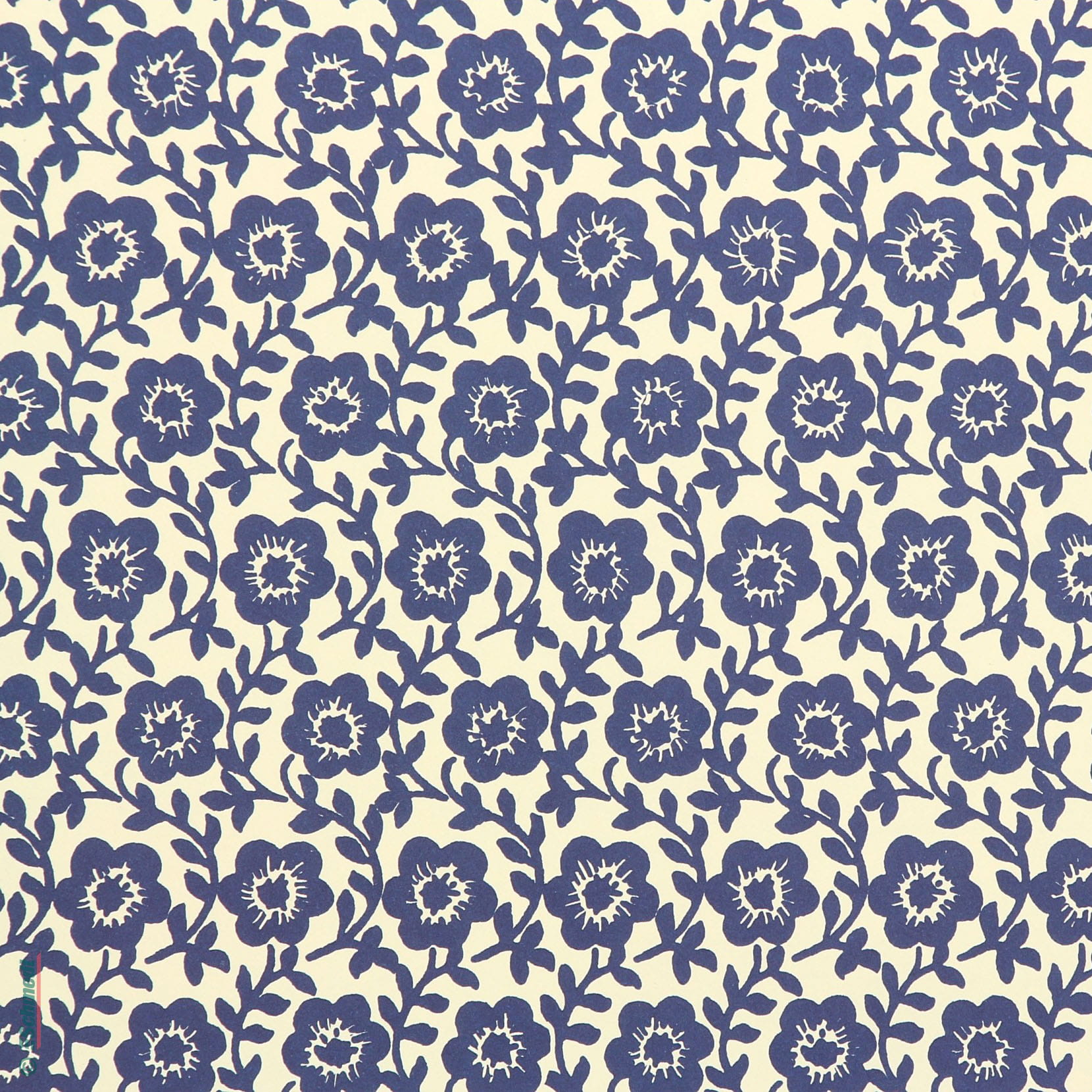 Papier coloré traditionnel "Leipziger Vorsatz" - Couleur 422 - bleu - comme feuille de garde et comme papier de couverture pour livres, albu...