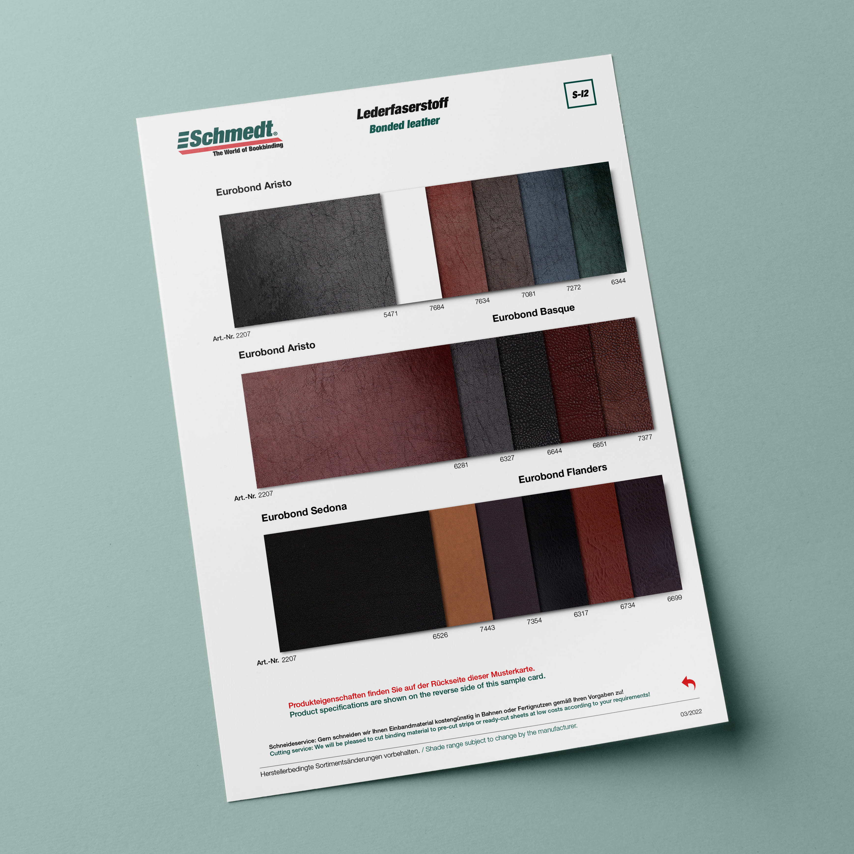 Sample card Eurobond - Type S-I2 Bonded leather 1/3... - image-1