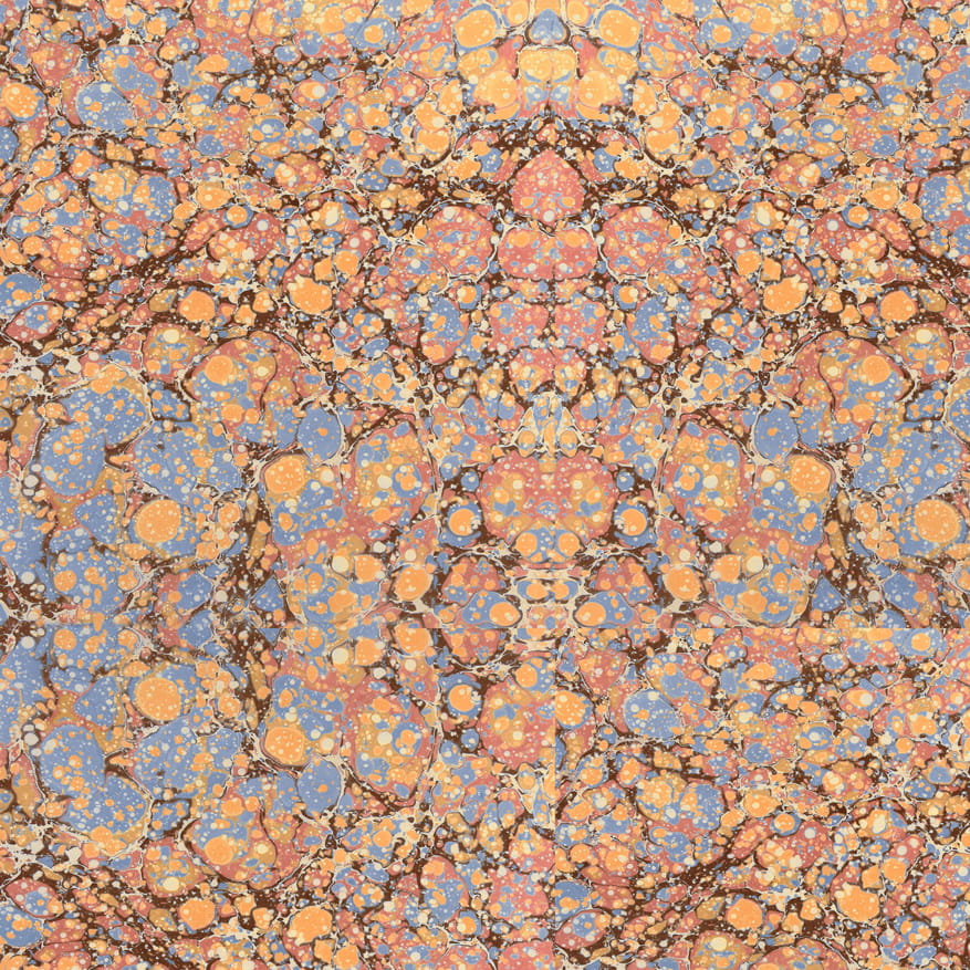 Papier marbré véritable, fait à la main - Couleur 117 - multicolore - Grammage 90 g/m² - pour couvertures de livres, boîtes et pour le brico... - image-1