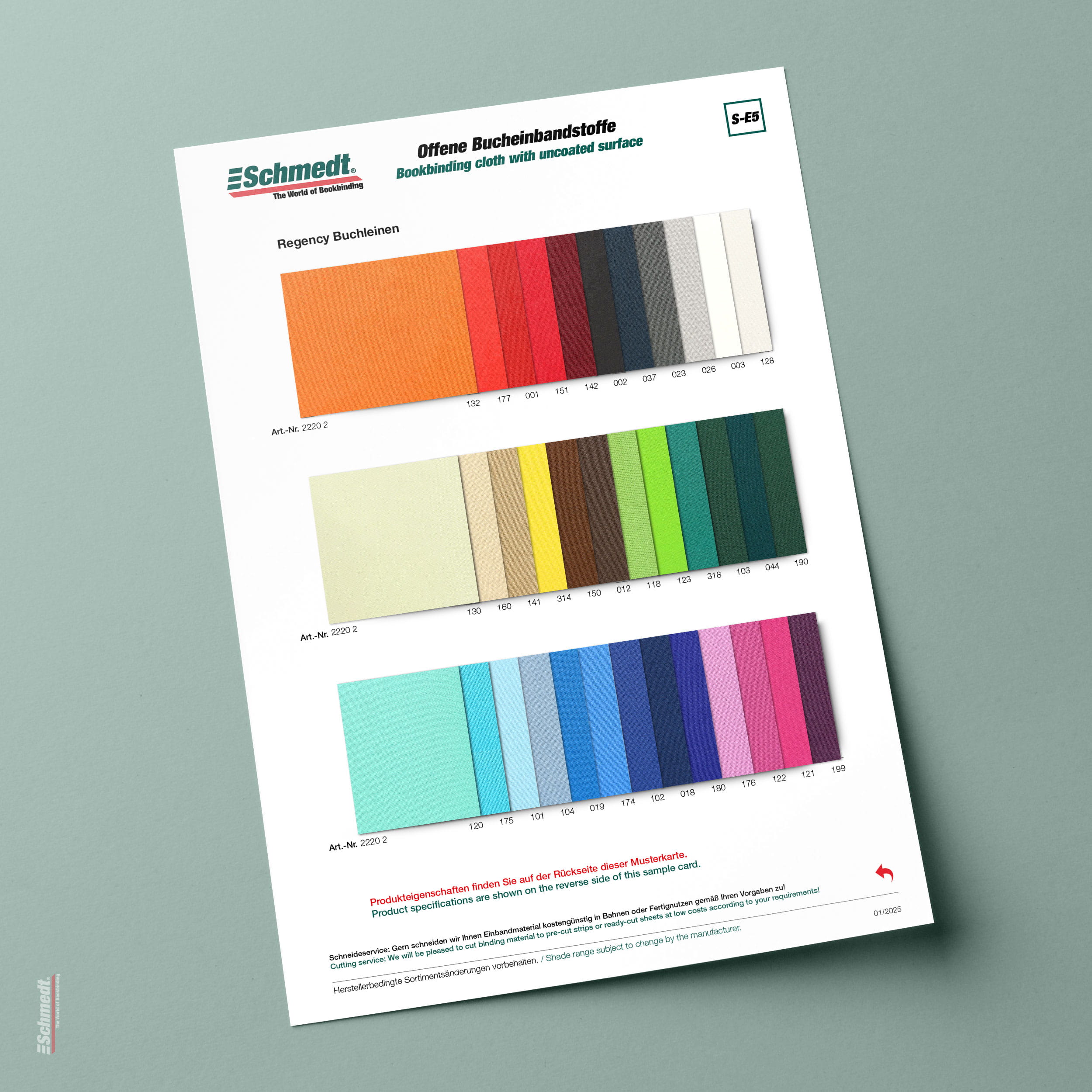 Sample card Regency - Type S-E5 uncoated binding cloth... - image-1