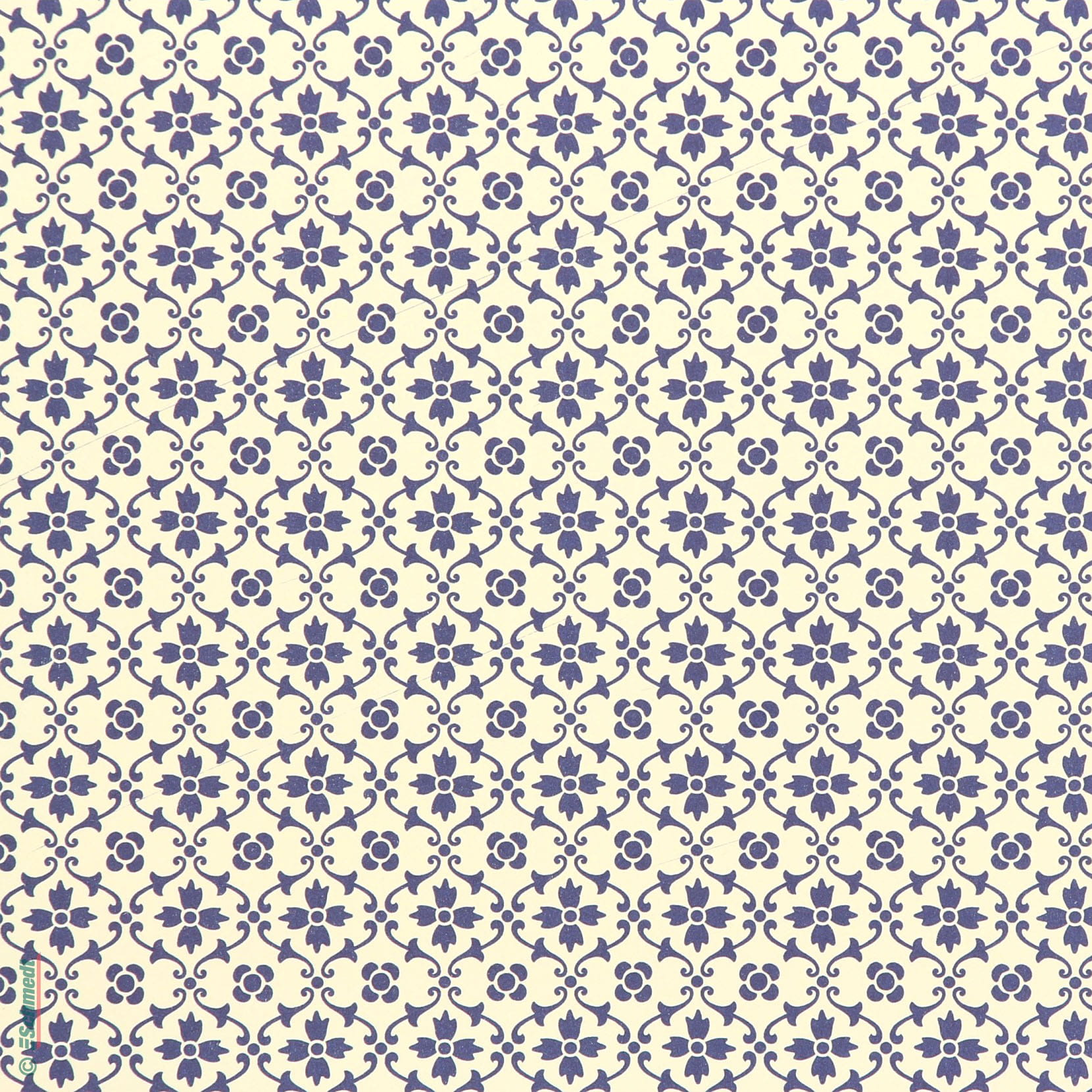 472-Royales Blumenmuster blau