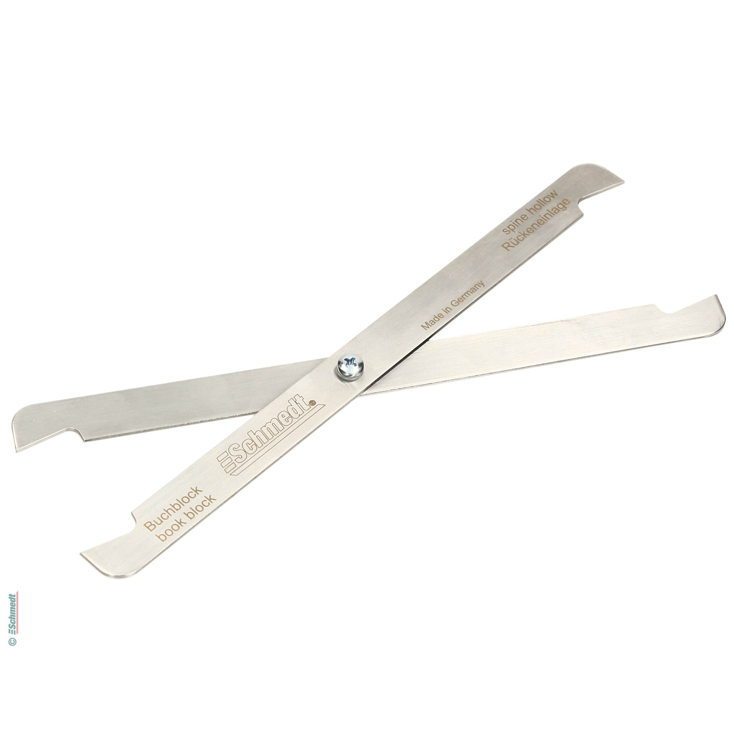 Falzlehre für Buchdeckenfertigung - ermittelt die korrekte Breite flexibler Rückeneinlagen - für die Herstellung von Hardcover-Büchern mit r... - Bild-1