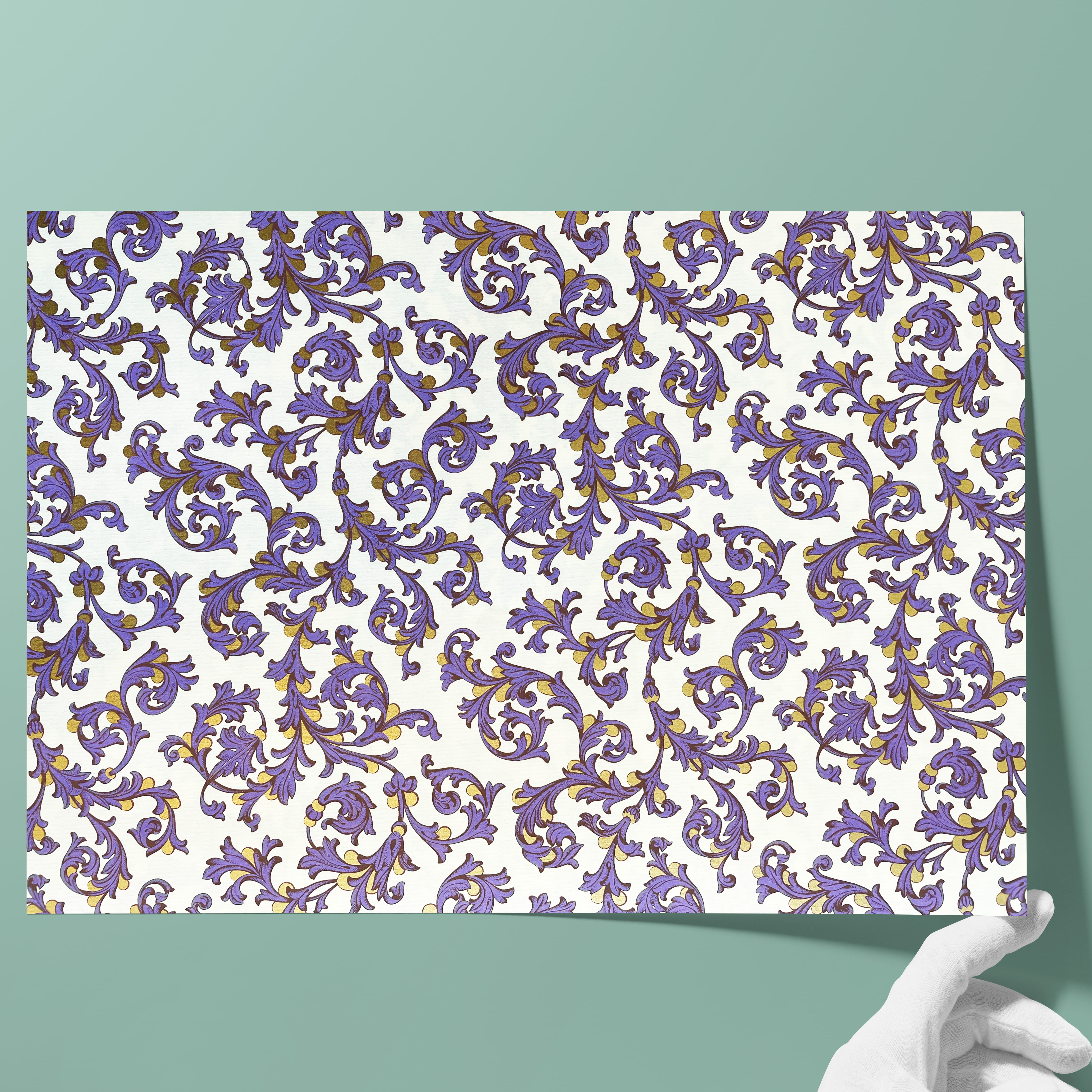 Papier florentine, matte - Couleur 139 - Petit Fleur No. 2 - papier italien utilisé comme papier de couverture de livres, boîtes etc. ou pou... - image-1