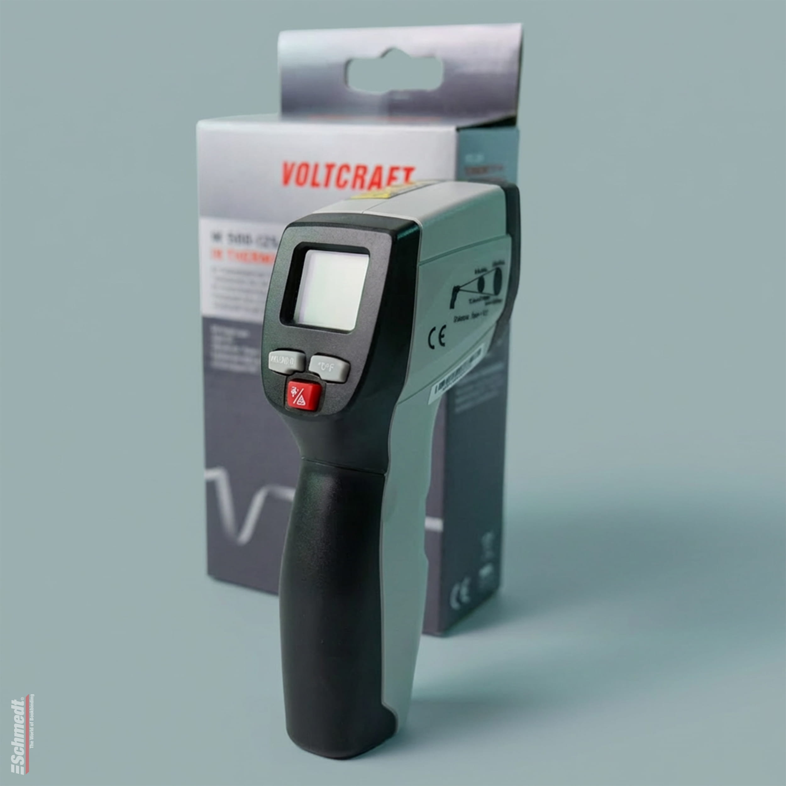 Infrared thermometer - for contactless surface temperature measurement of glue, gilding tools, edge-gilding rolls etc.      
With target la...