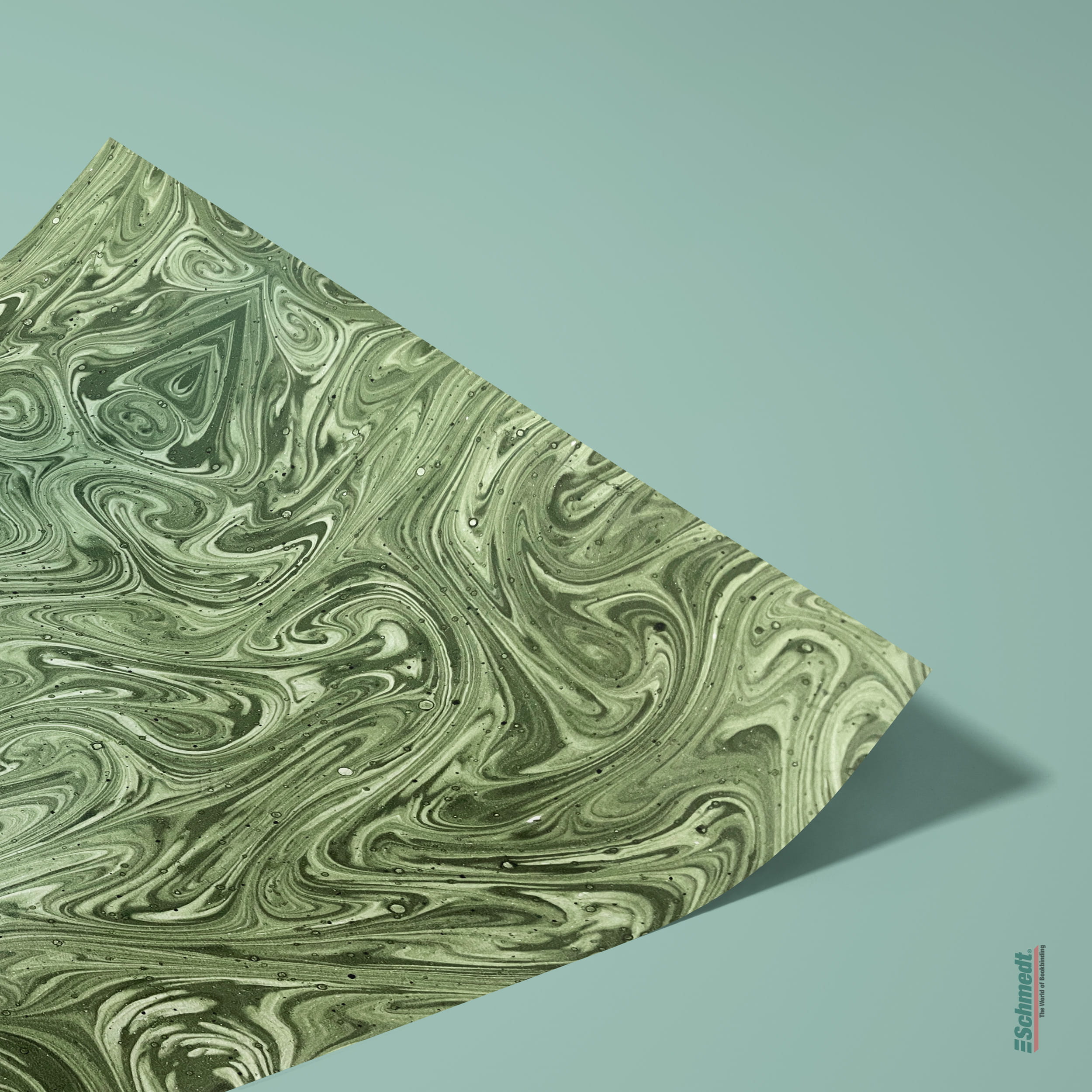 Echtes Pariser Marmorpapier - Farbe 009 - grün - Format 50 x 65 cm - Laufrichtung Breitbahn - Beziehen von Bucheinbänden, Kästen, Schachteln... - Bild-1