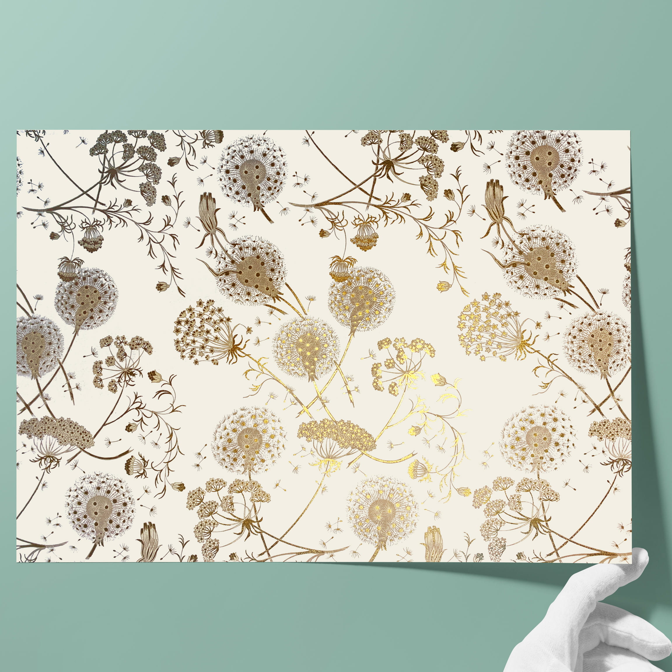Florentine paper, mat - Colour 135 - Dandelions - printed Italian paper used as cover paper for books, boxes and cases or to line the inside... - image-2