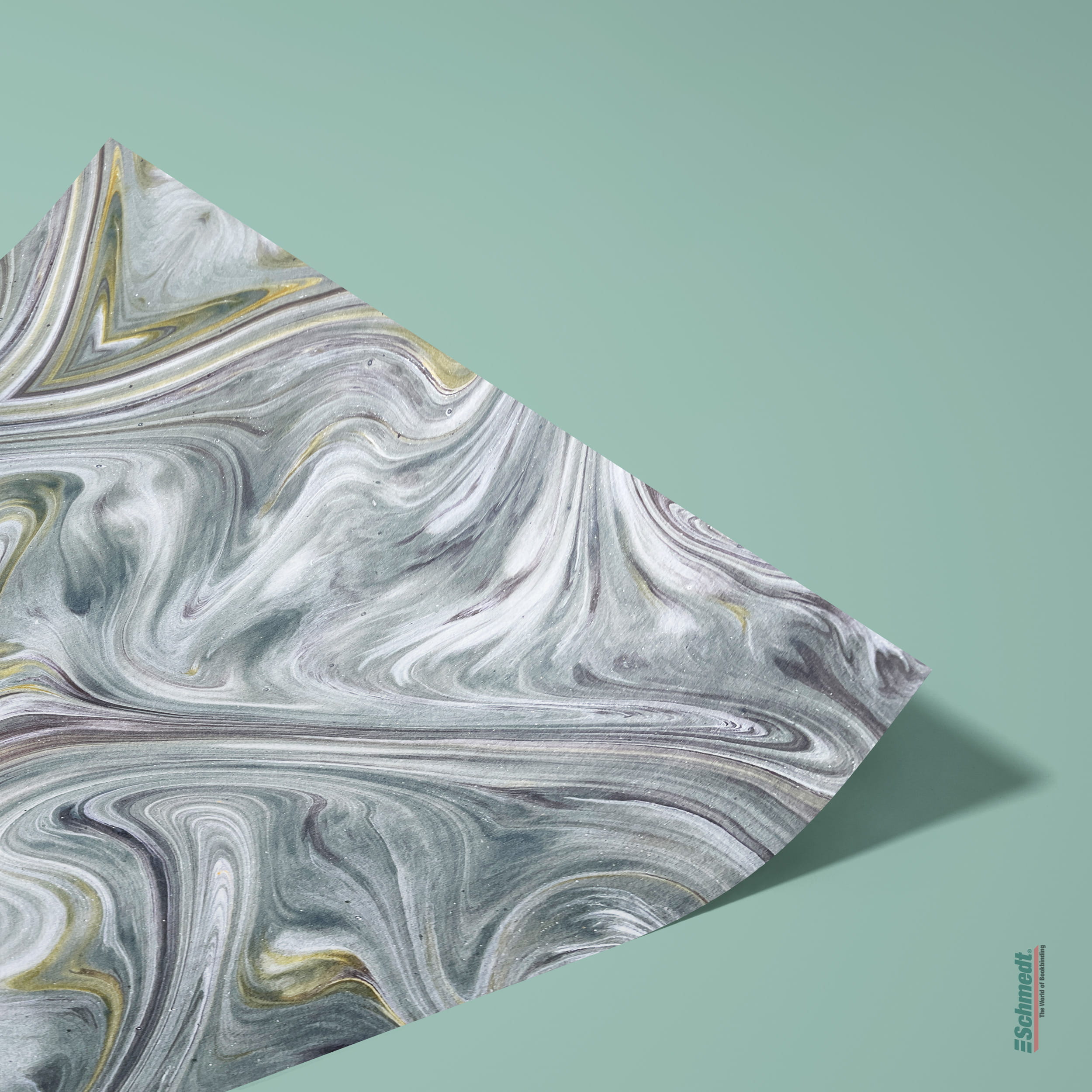 Echtes Pariser Marmorpapier - Farbe 045 - grün/grau - Format 50 x 65 cm - Laufrichtung Breitbahn - Beziehen von Bucheinbänden, Kästen, Schac... - Bild-1