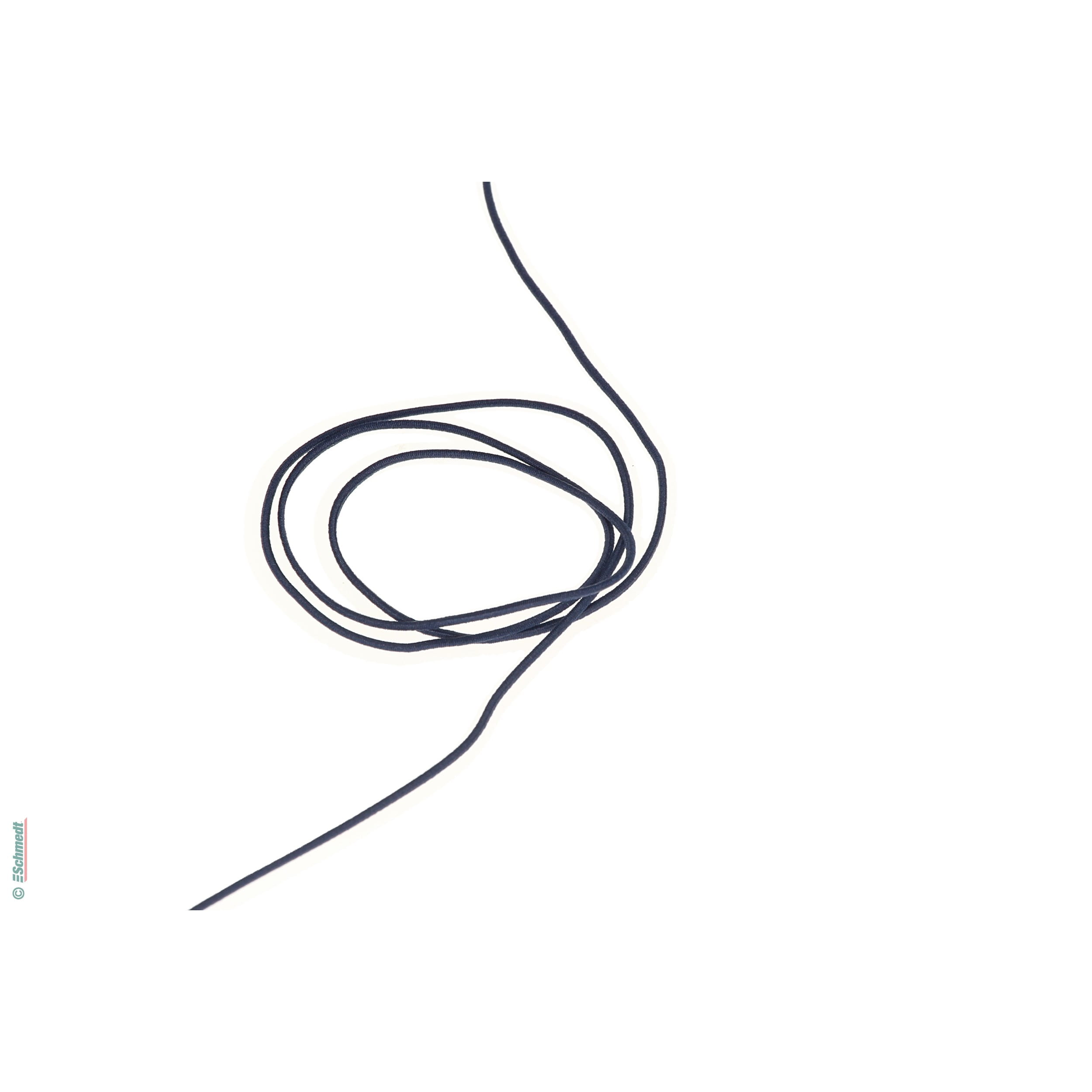 Cordon en caoutchouc élastique, rond | 1,8 mm d'épaisseur - Couleur 117 - bleu nuit - Longueur de rouleau (en m) 500 - Peut aussi être équip...