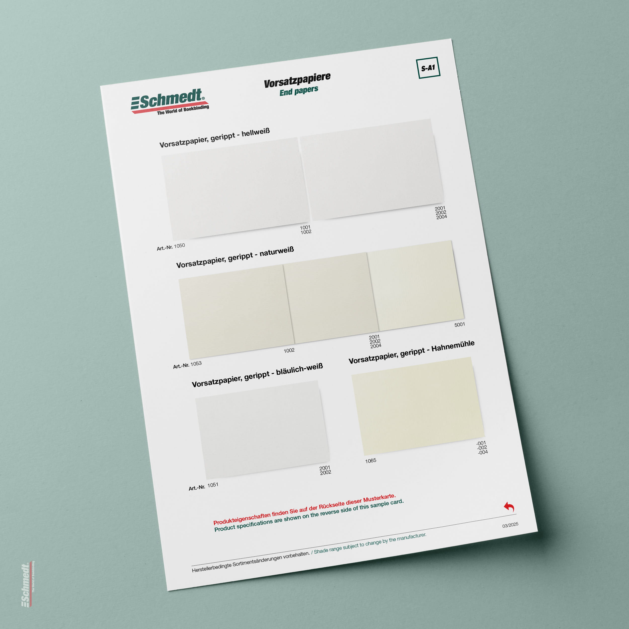 Samples card endpaper, laid - Type S-A1 Endpaper 1/2... - image-1