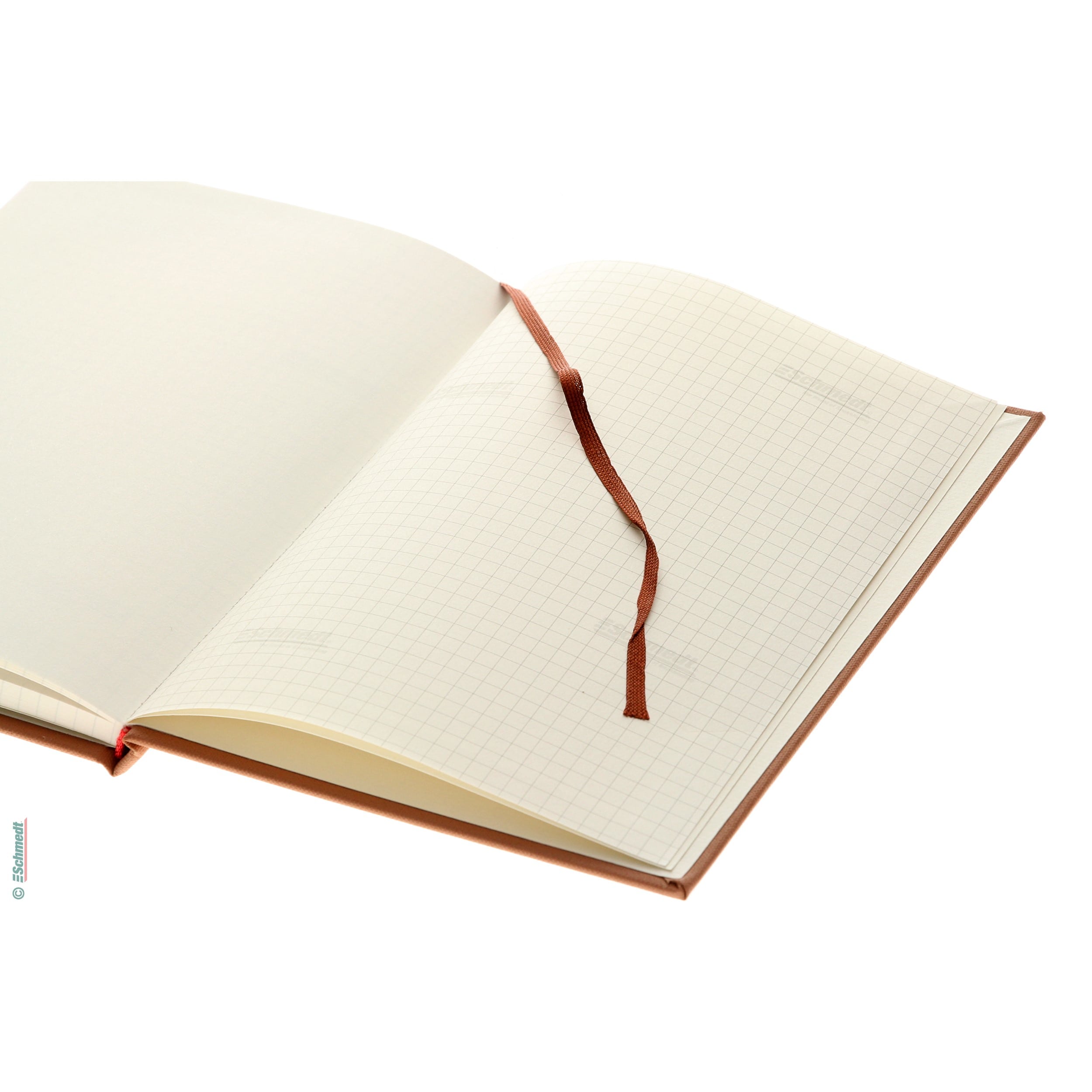 Ruban signet (marque-page) - Couleur 006 - brun - Largeur (en mm) env. 4 - 5 - Longueur de rouleau (en m) 500 - est fixé à la tête d'un livr...