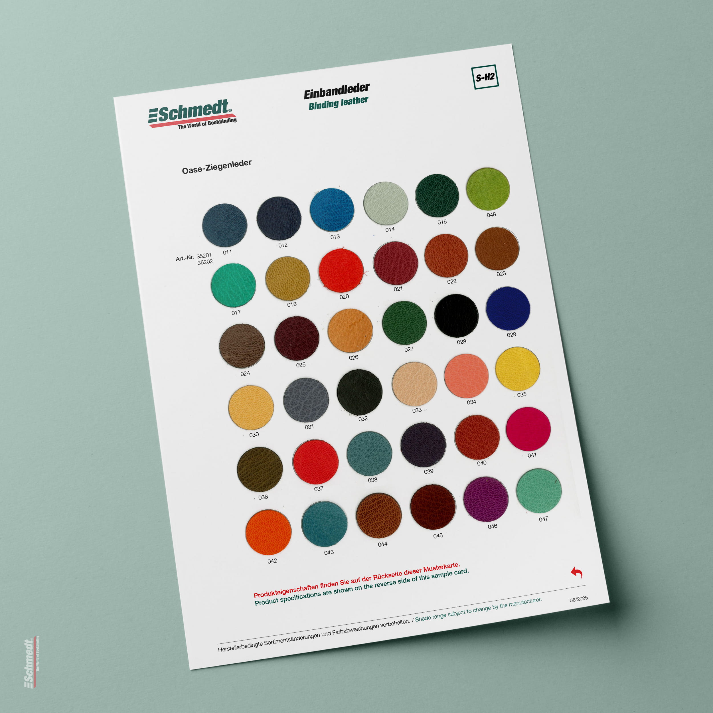 Sample card Goatskin Oasis - Type S-H2 Full leather for bookbinding - Attention. Due to the high cost of goatskins, these are not real sampl... - image-1