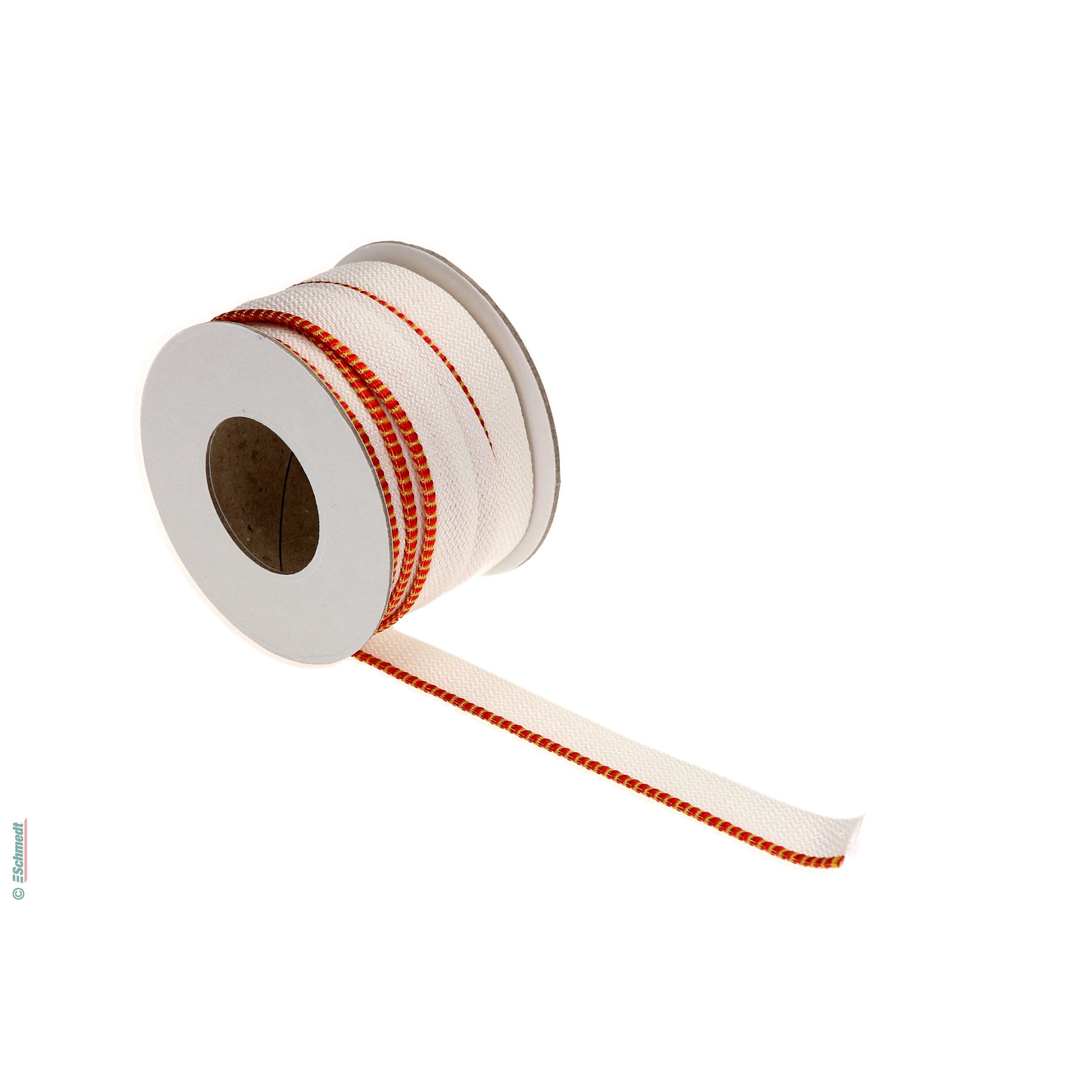 Kapitalband - Spitzenqualität - Farbe 012 - rot/gelb - Rollenlänge (in m) 5 - Farbiges Band, auch Kopfband genannt, das bei Hardcover-Bücher...