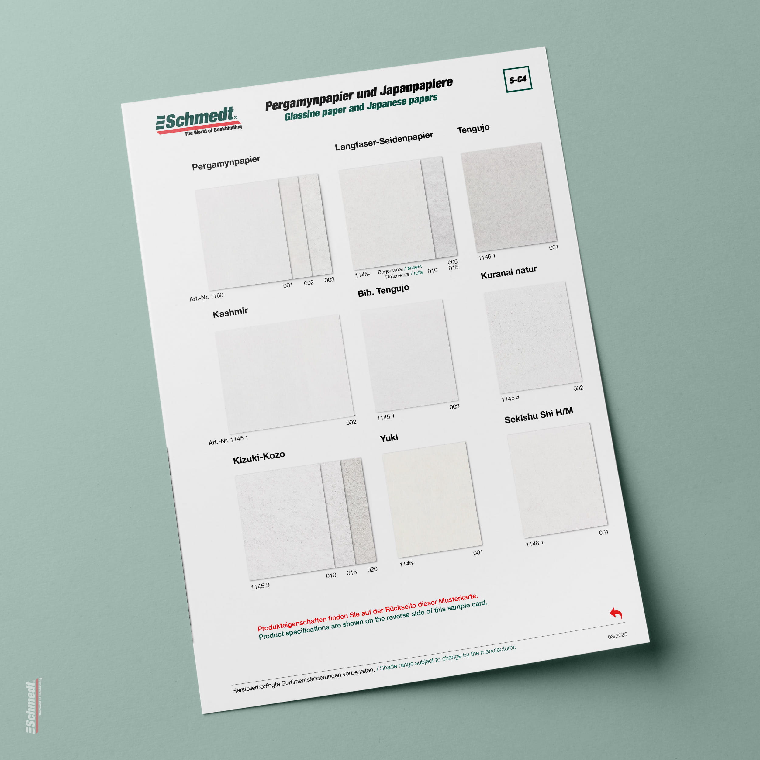 Samples card Japanese paper - Type S-C4 incl. glassine paper, silk paper - ... - image-1