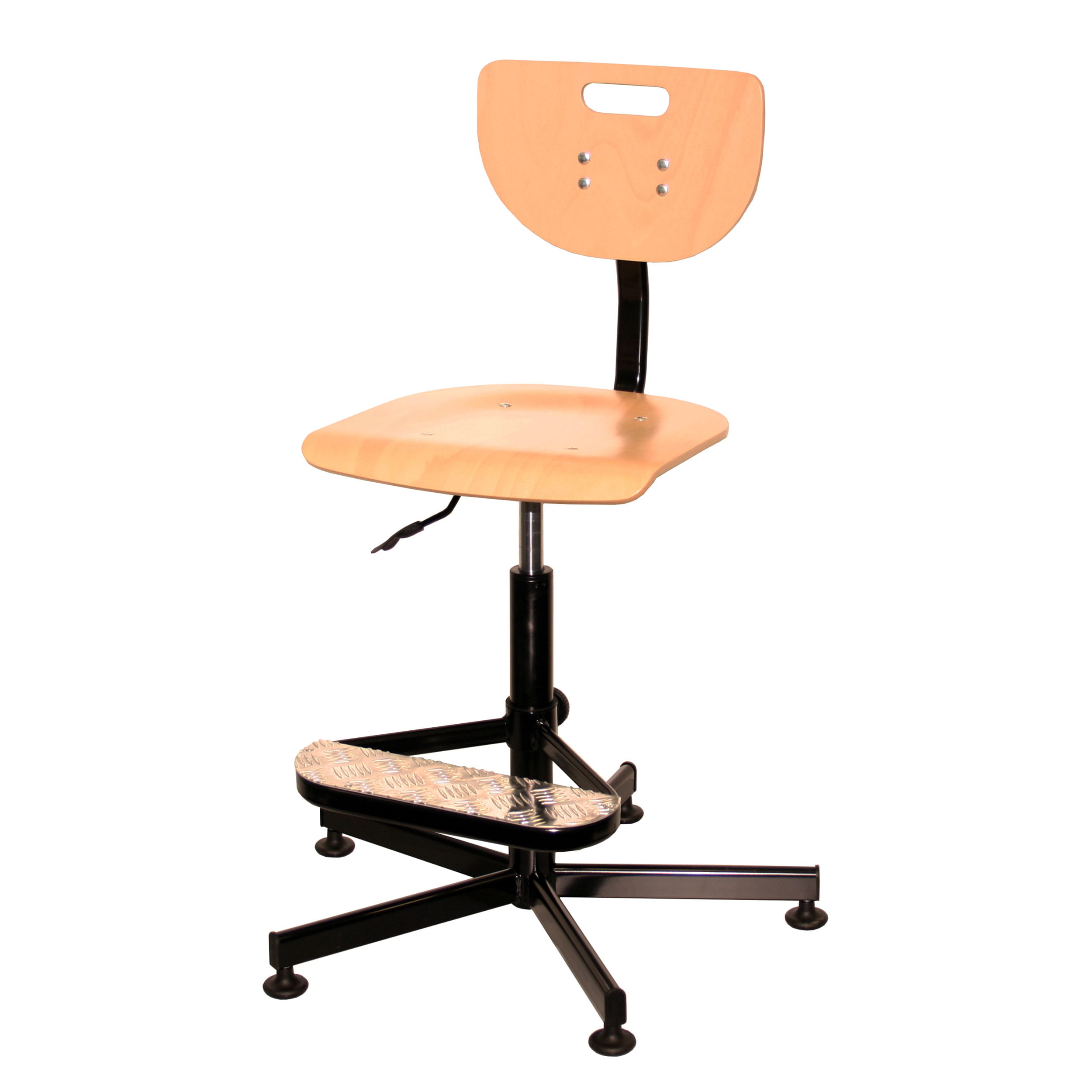 Chair Type Werek - with seat and back made of beech plywood - Work chair with beech plywood seat and backrest and black metal base. The seat... - image-1