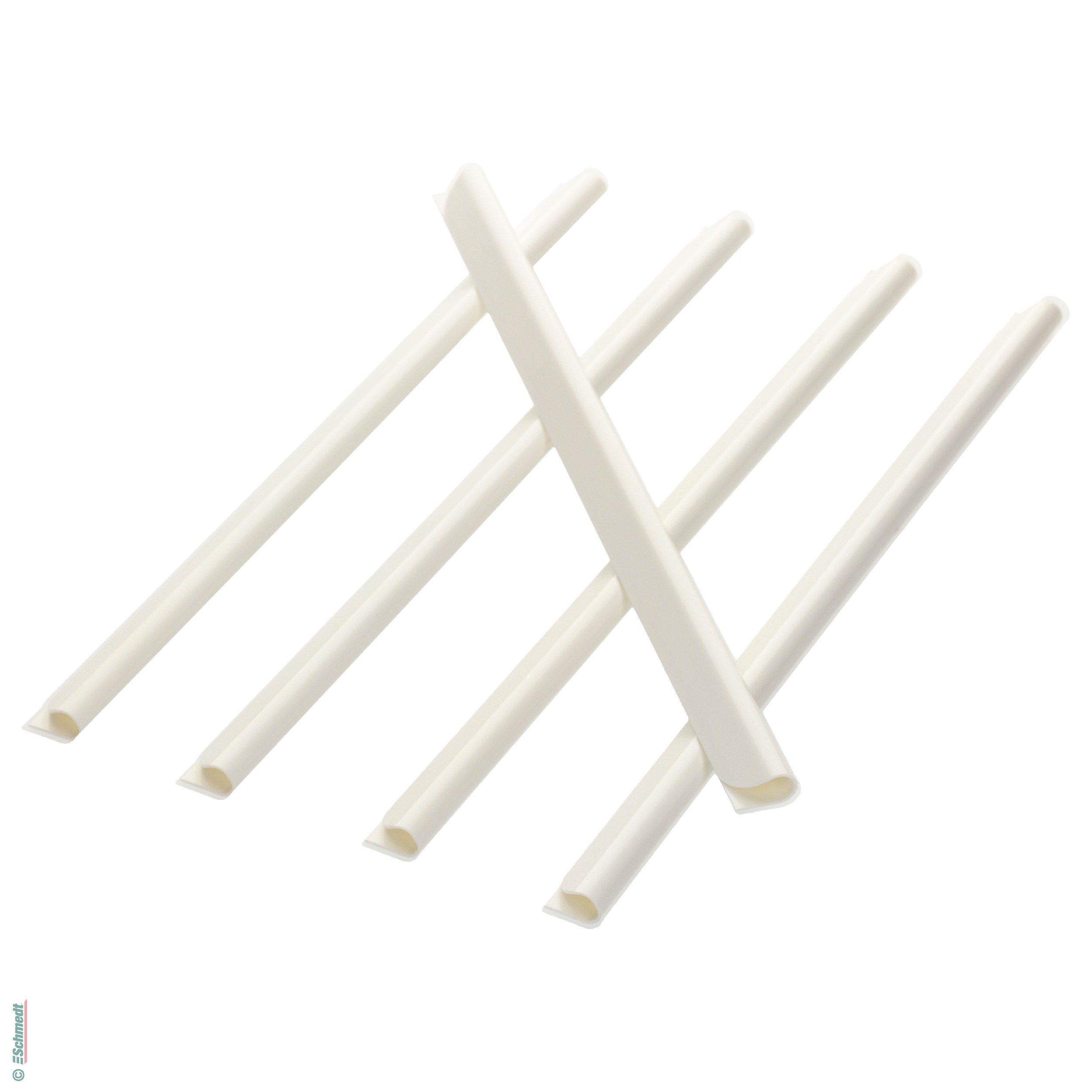 Klemmschienen aus Kunststoff - Farbe weiß - Länge (in mm) 297 - Füllhöhe (in mm) 8 (max.) - Schienen zum Binden ungelochter Blattsammlungen ...