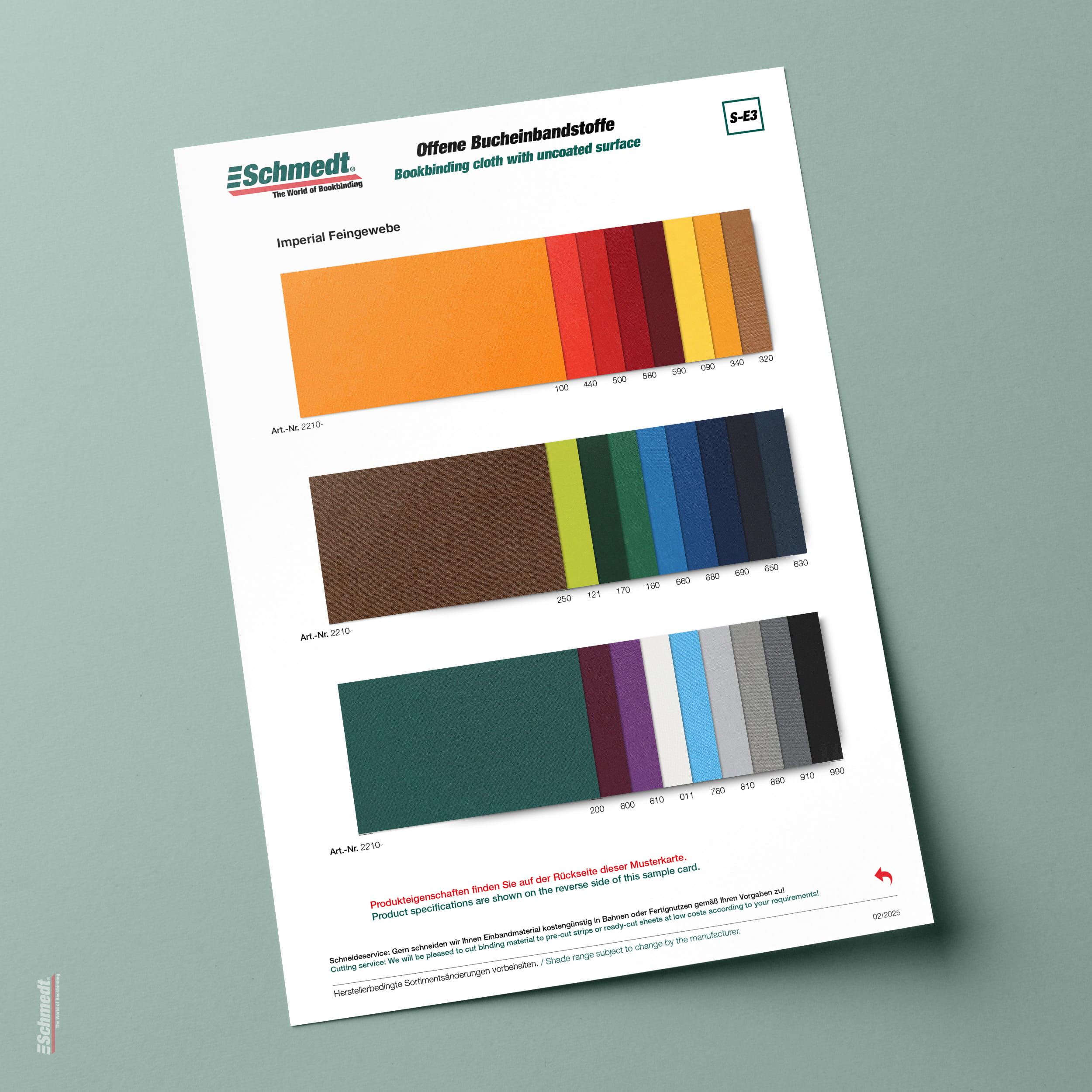 Sample card Imperial - Type S-E3 uncoated binding cloth... - image-1