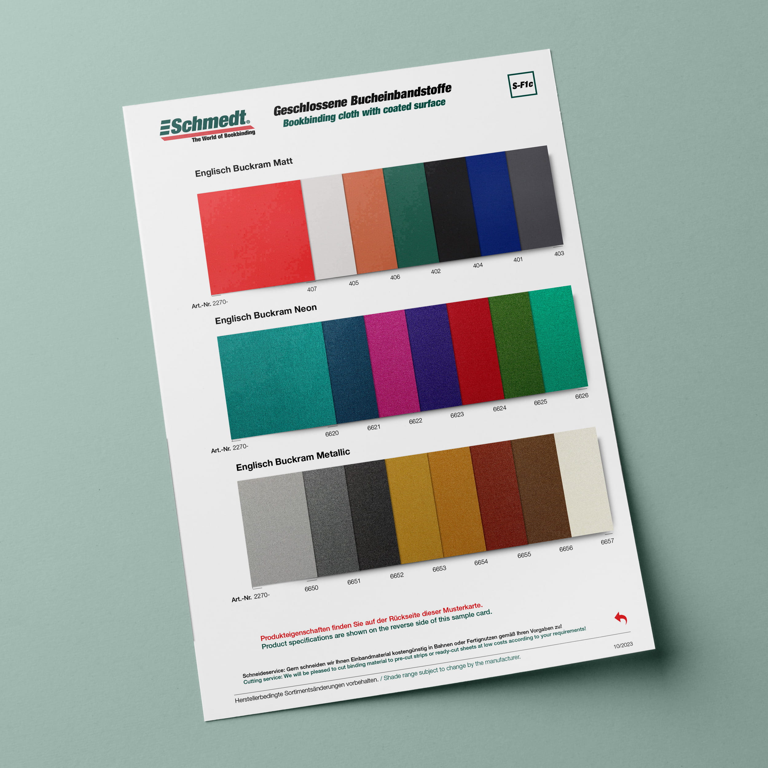 English Buckram Neon • binding cloth - with glossy coating - for book covers, menus, diaries, notebooks, file folders etc.... - image-1