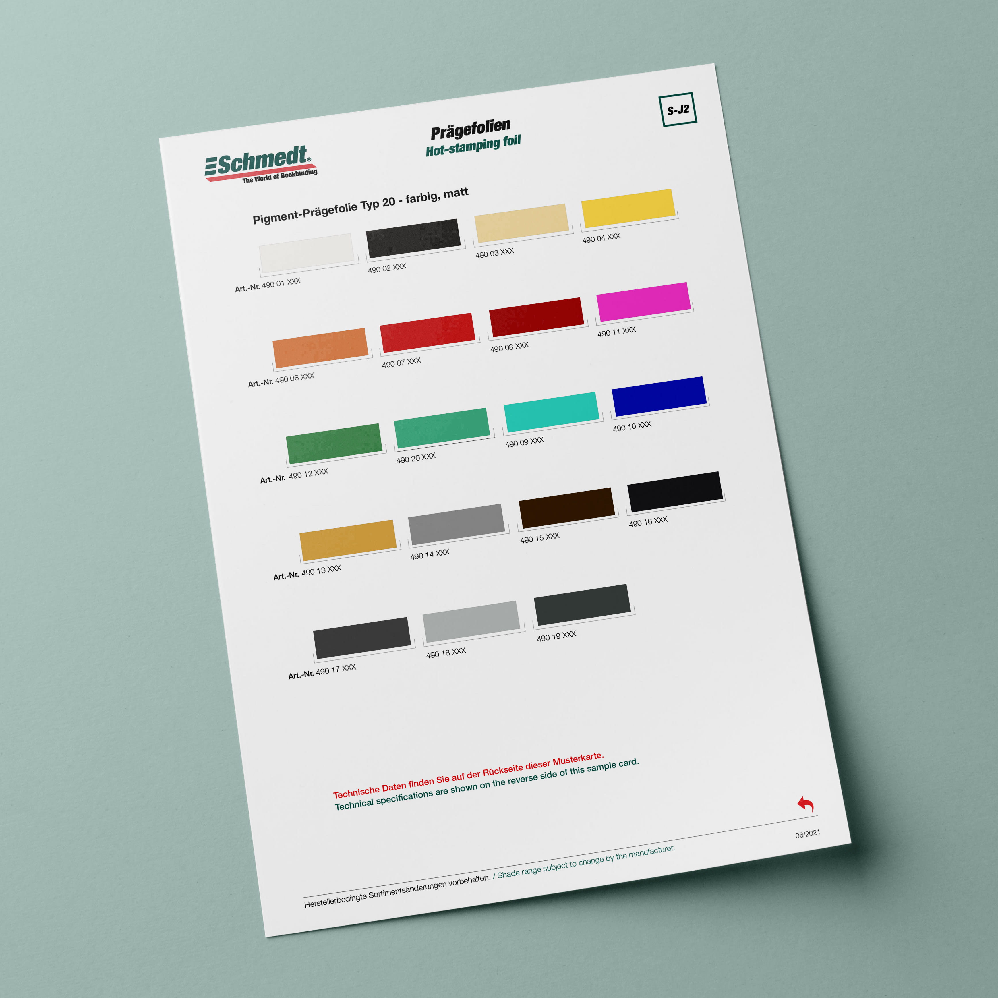 Sample card Hot-stamping foil, matt - Type S-J2 Hot-stamping foil 2/2... - image-1