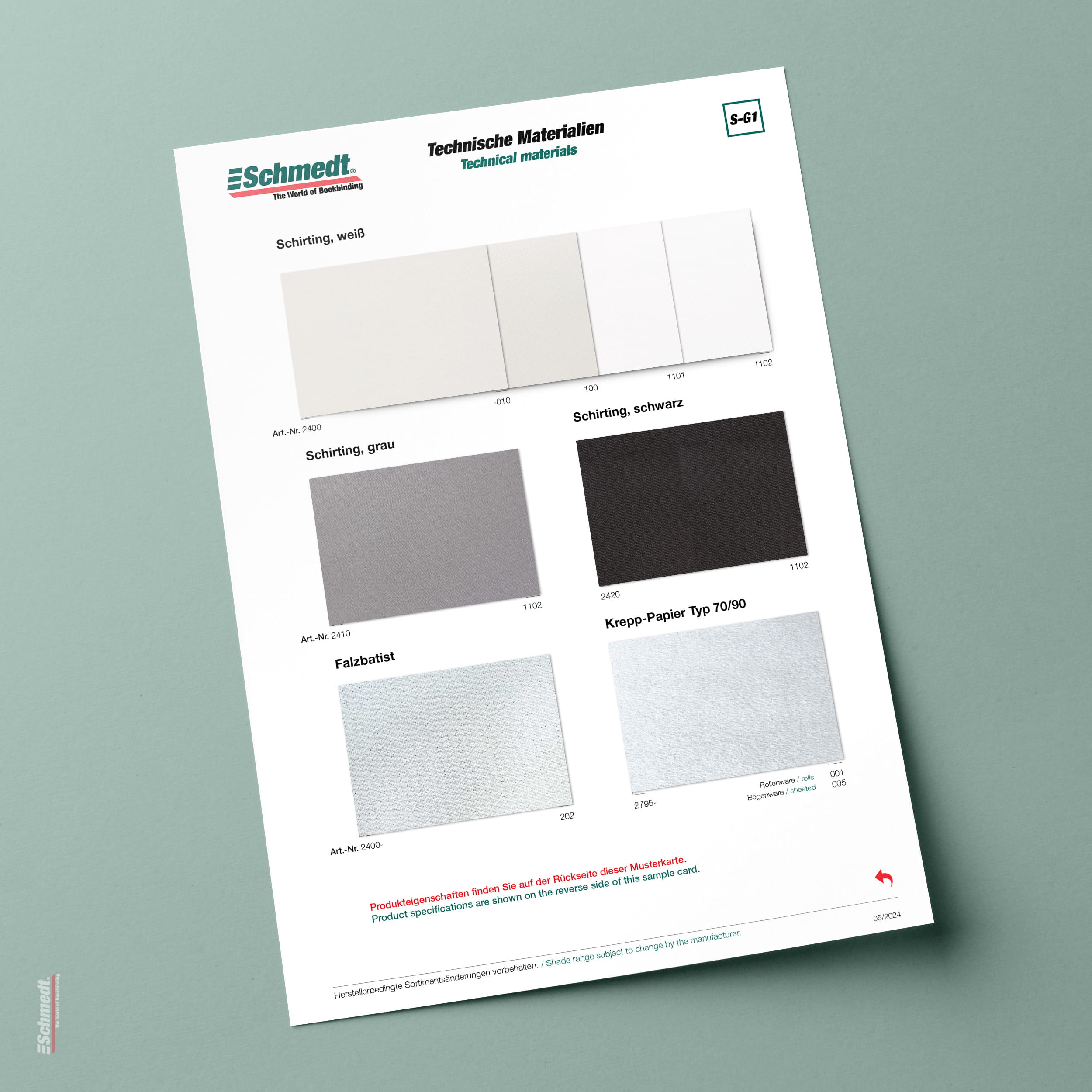 Sample card Calico, crepe paper - Type S-G1 Technical materials 1/3... - image-1