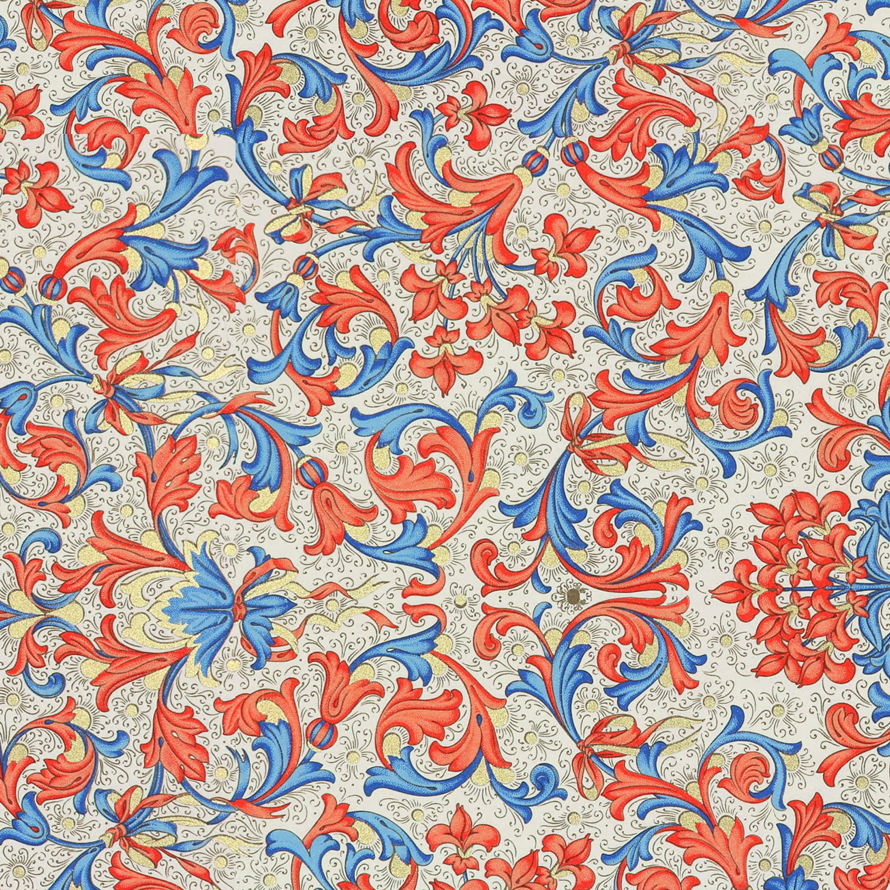 Papier florentine, matte - Couleur 043 - Petit Fleur No. 9 - papier italien utilisé comme papier de couverture de livres, boîtes etc. ou pou... - image-1