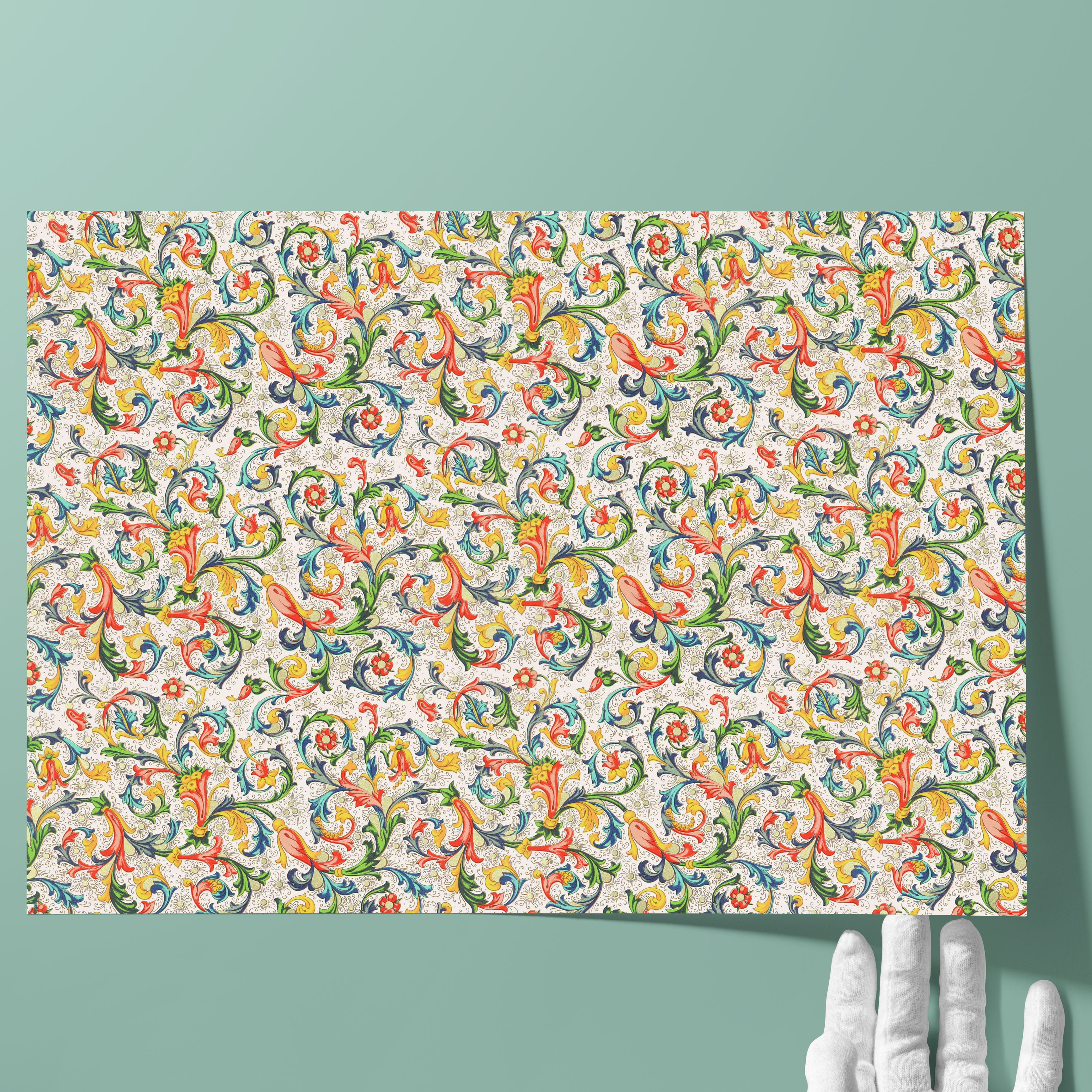 Papel florentino mate - Color 028 - Petit Fleur No. 8 - papel italiano cobertor para libros, cajas y estuches o para forrar el interior de u... - imagen-1