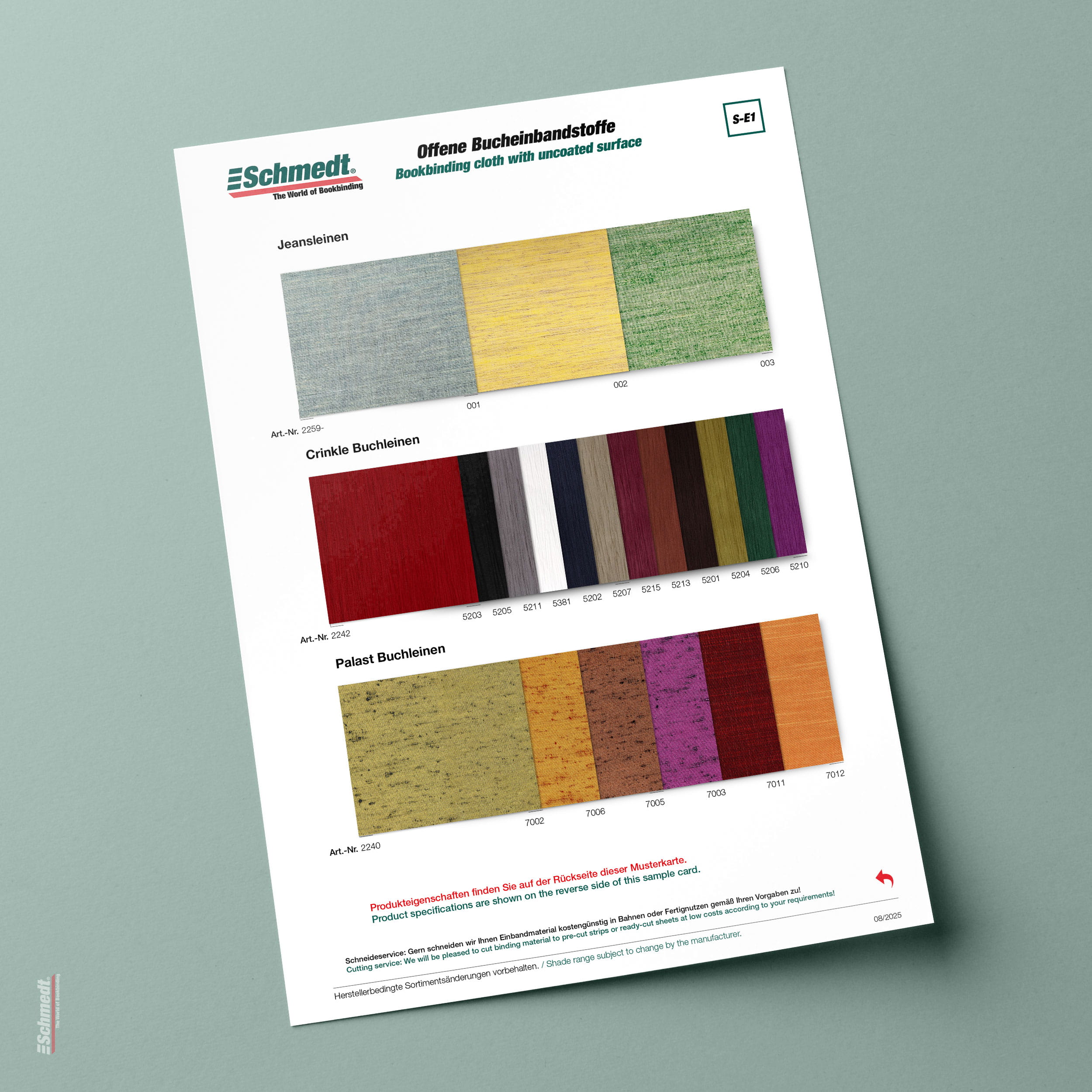 Sample card Jeans linen, Crinkle, Palast - Type S-E1 uncoated binding cloth... - image-1
