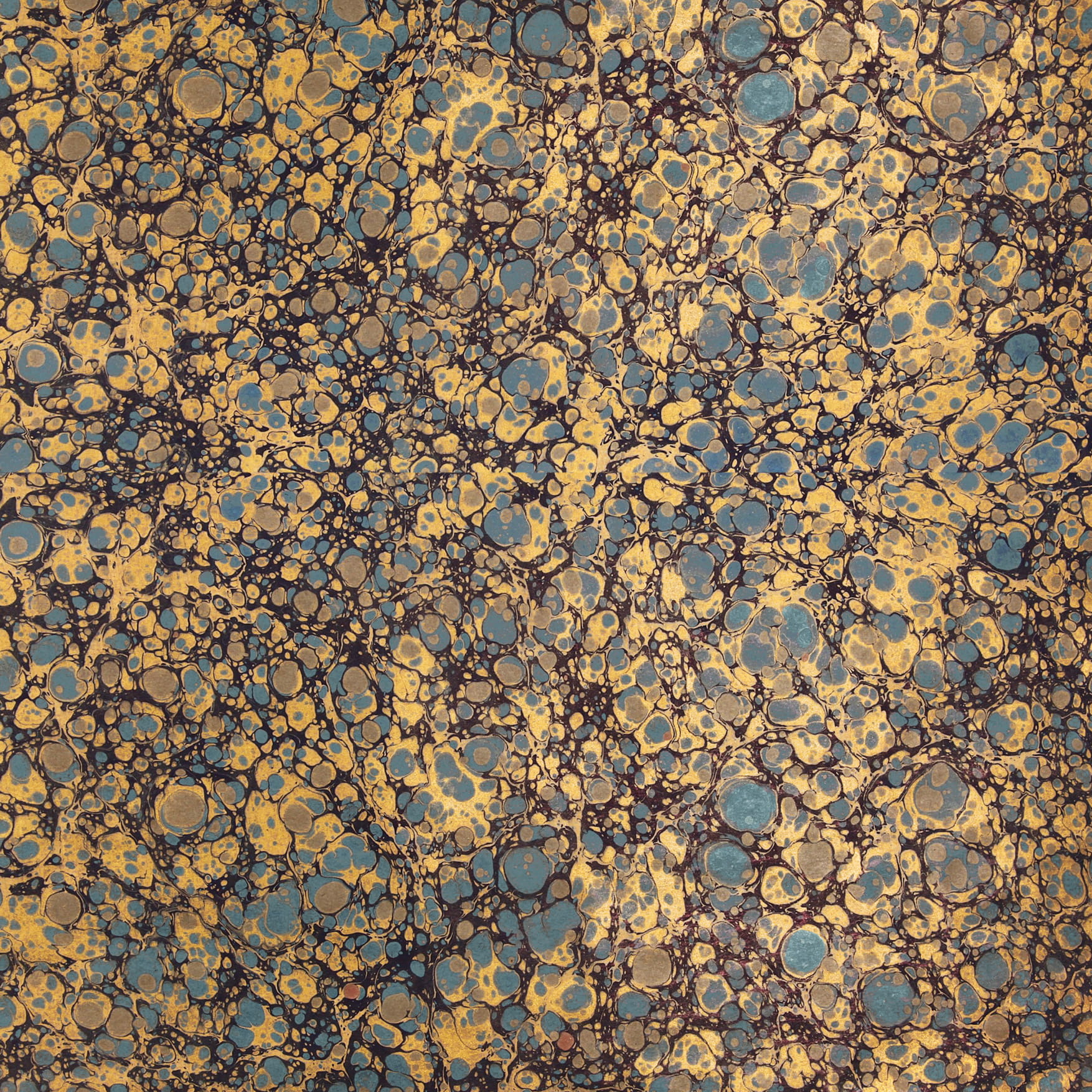 Papier marbré véritable, fait à la main - Couleur 070 - bleu et or - Grammage 90 g/m² - pour couvertures de livres, boîtes et pour le bricol... - image-1