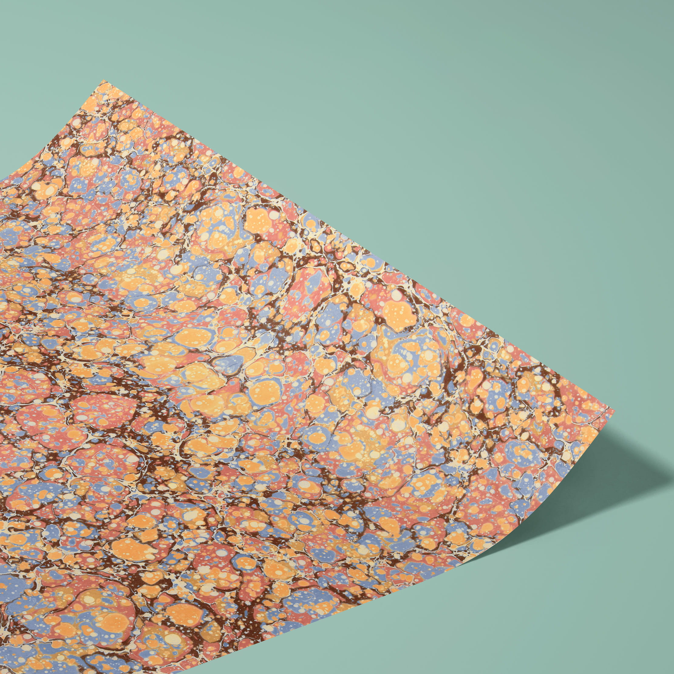 Papier marbré véritable, fait à la main - Couleur 117 - multicolore - Grammage 90 g/m² - pour couvertures de livres, boîtes et pour le brico... - image-1