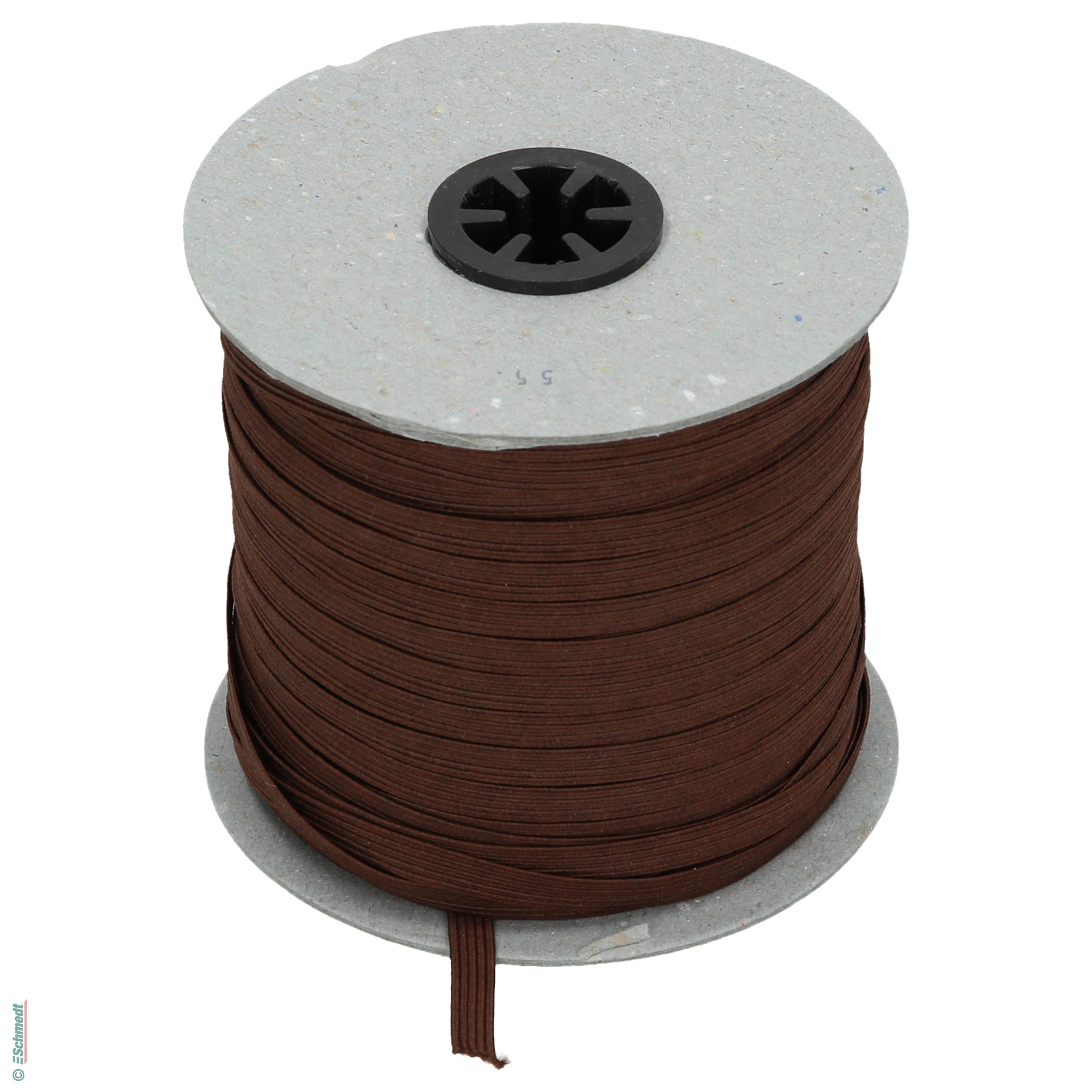 Ruban plat en caoutchouc, élastique • env. 7 mm de large - Couleur 007 - brun - Longueur des rlx (en m) 100 - Peut aussi être équipée de gou...