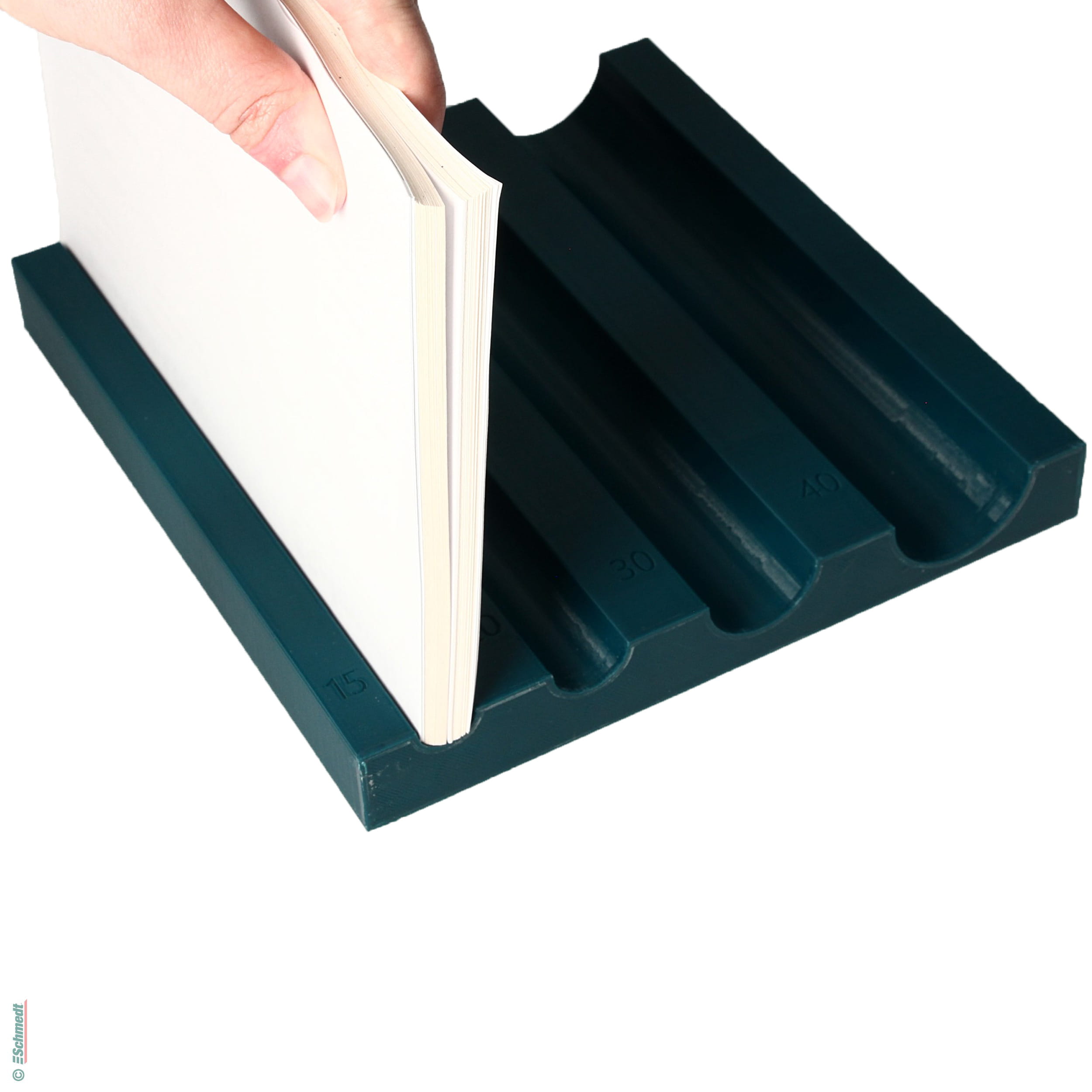 Rundeblock mit 4 Rundungen - aus Kunststoff - Länge: 21 cm - Werkzeuge zum Vorrunden des Buchblocks vor der Klebebindung und zum Runden des ... - Bild-3