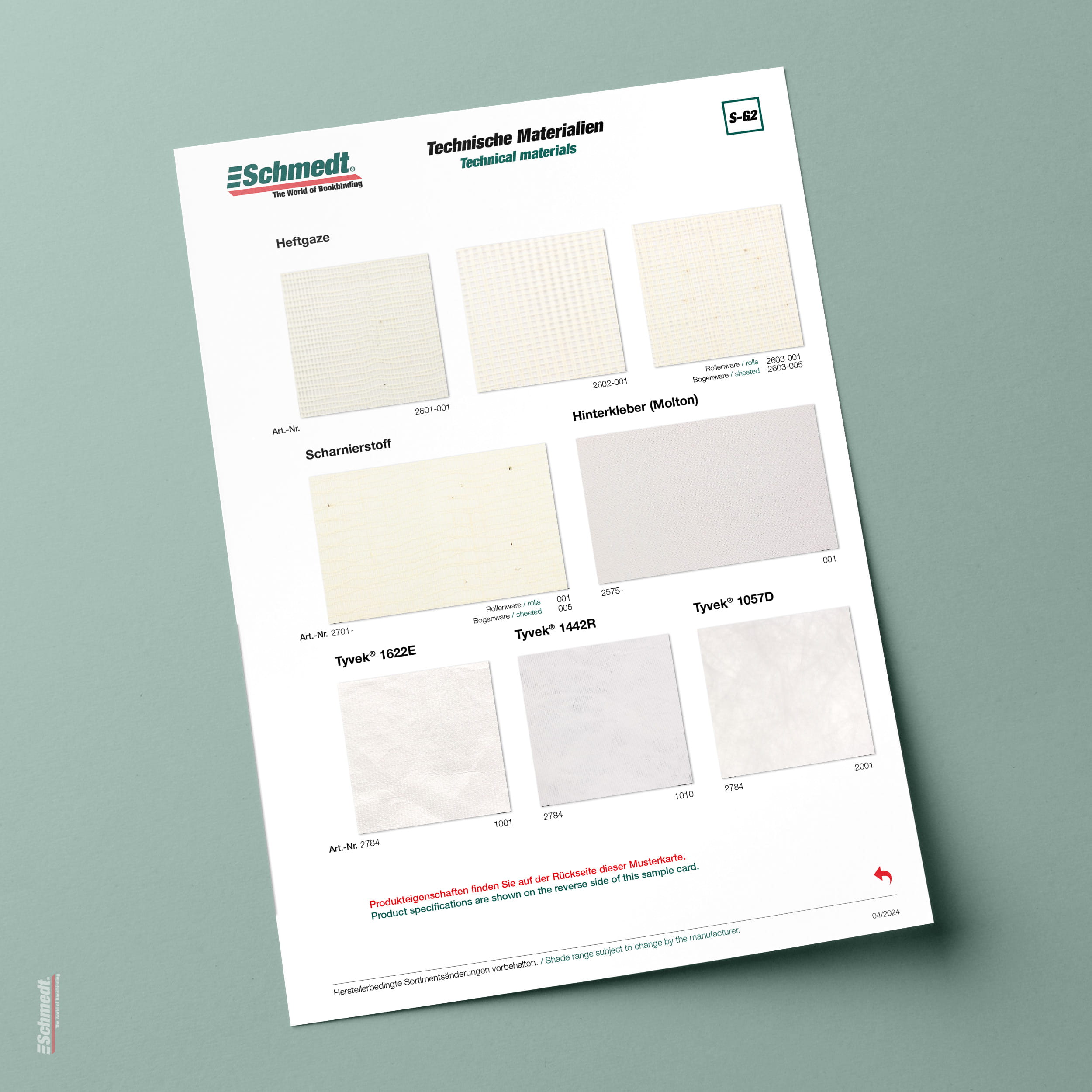 Sample card Mull, backliner, Tyvek - Type S-G2 Technical materials 2/3... - image-1