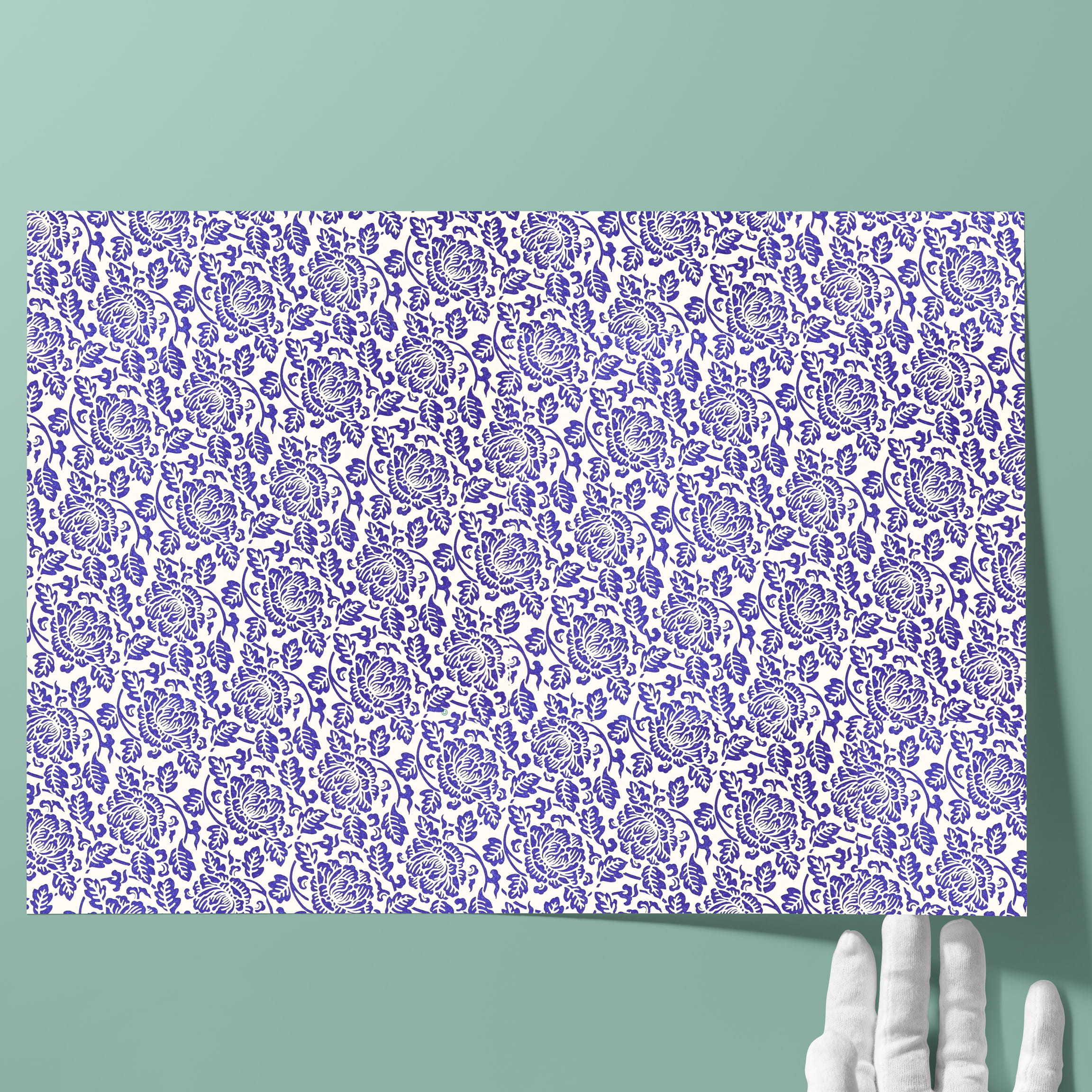 Buntpapier, geprägt | Flächengewicht: 120 g/m² - Farbe 008 - Holländische Blumen - bedrucktes Papier als Bezugspapier für Bücher, Schachteln... - Bild-2