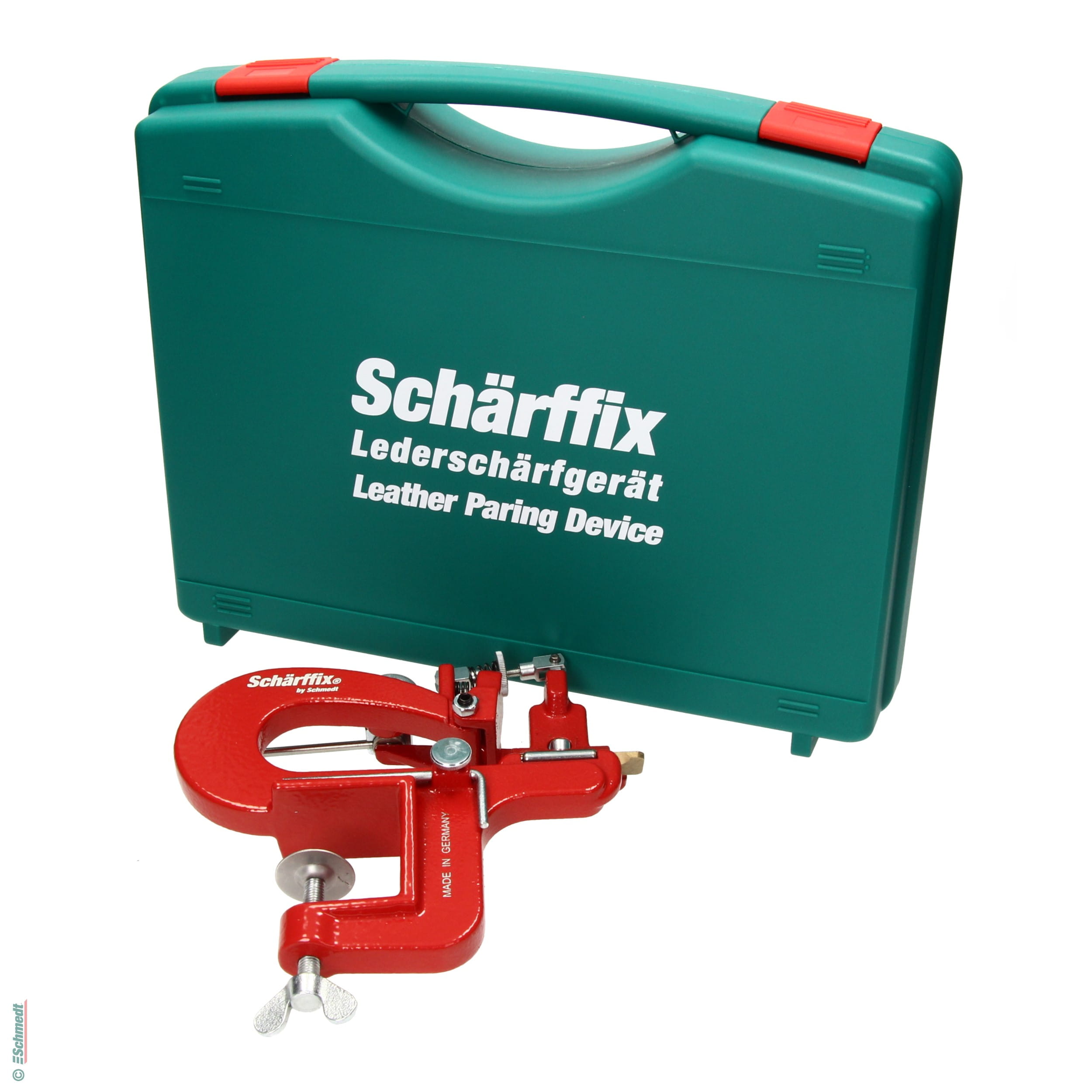 Schärffix® Lederschärfapparat - Farbe rot - RAL 3000 - Mit diesem Gerät lässt sich Leder für die weitere Verarbeitung ausschärfen (ausdünnen... - Bild-3