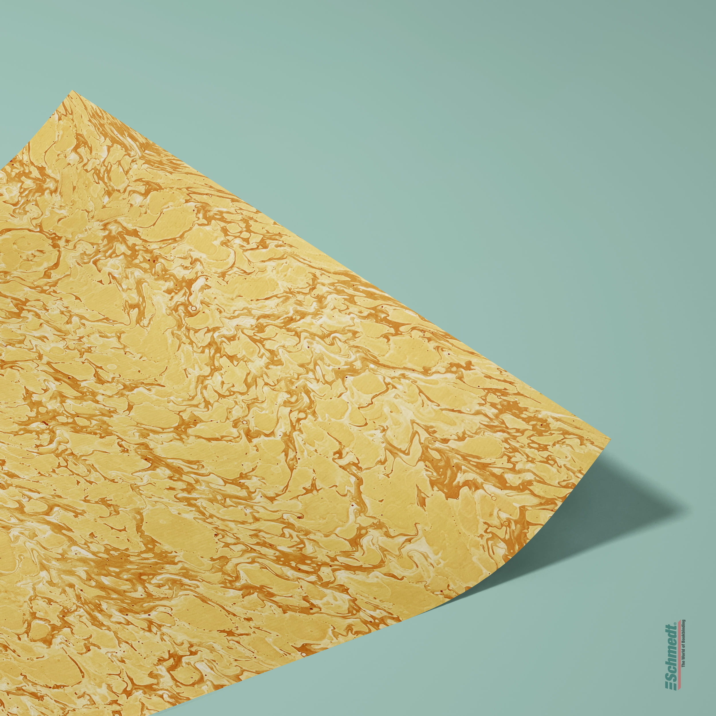 Echtes Pariser Marmorpapier - Farbe 053 - gelb - Format 50 x 65 cm - Laufrichtung Breitbahn - Beziehen von Bucheinbänden, Kästen, Schachteln... - Bild-1