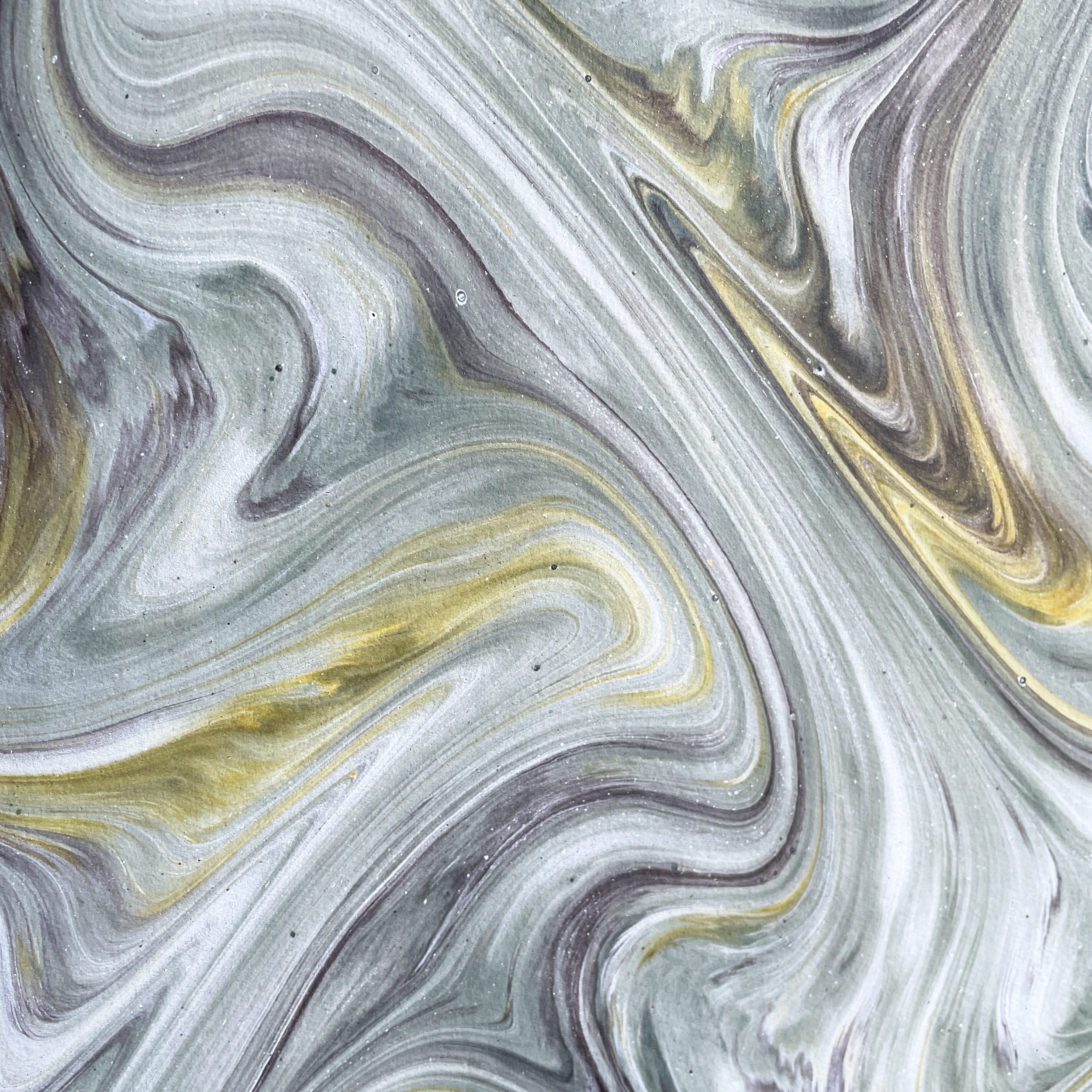 Papier marbré français véritable - Couleur 045 - vert/gris - Format 65 x 50 cm (ST)... - image-1