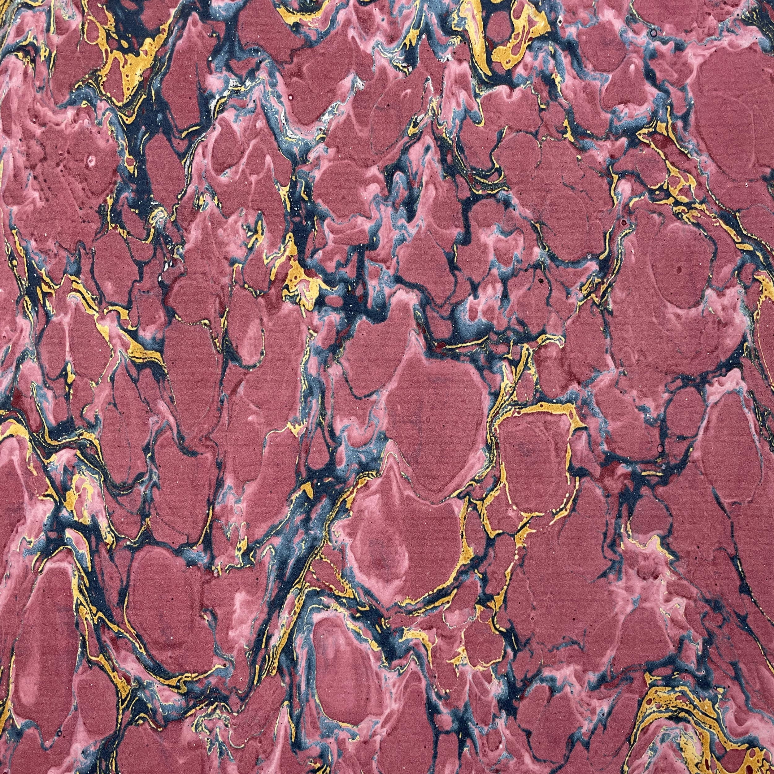 Papier marbré français véritable - Couleur 070 - rouge - Format 65 x 50 cm (ST)... - image-1