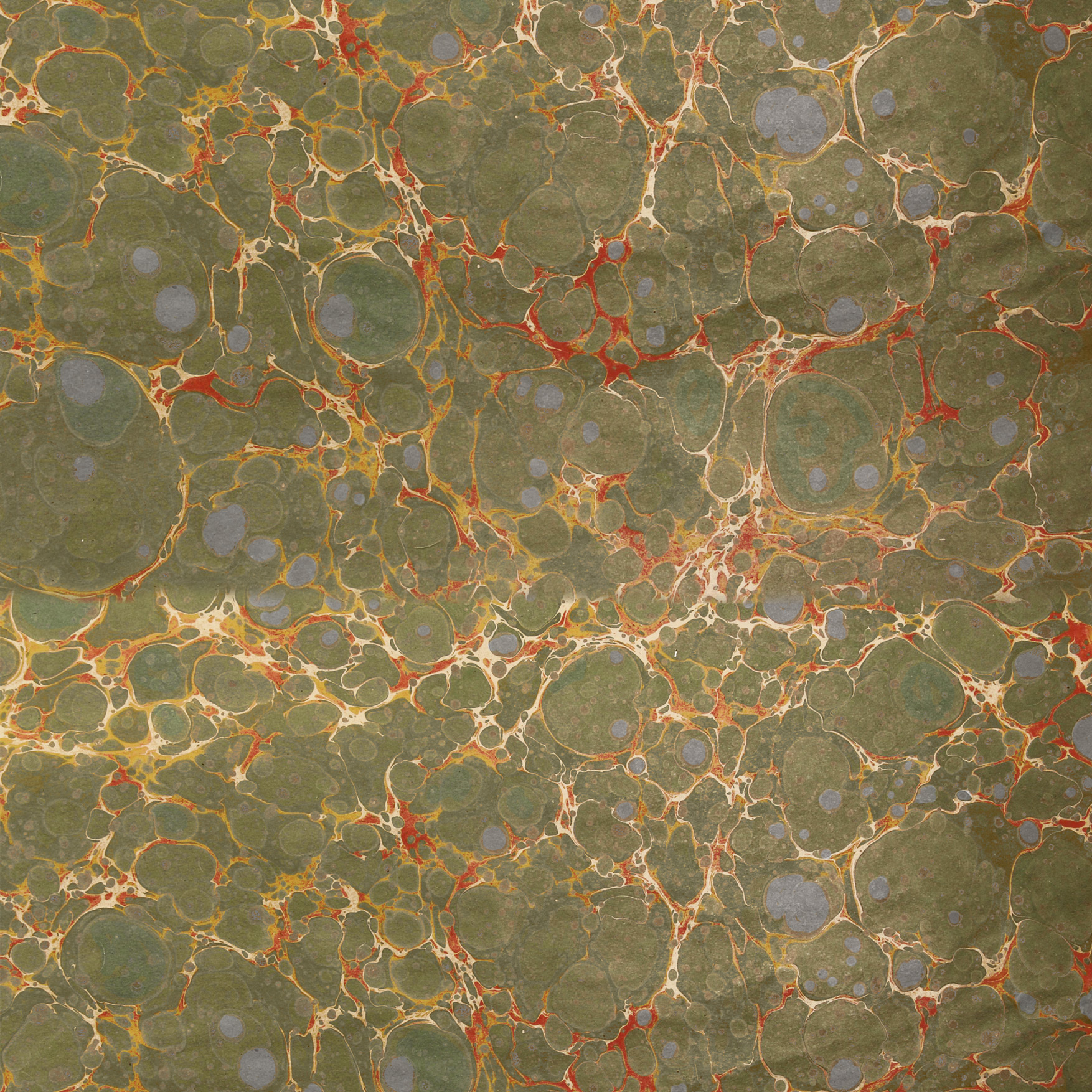 Papier marbré véritable, fait à la main - Couleur 012 - olive veinée - Grammage 120 g/m² - pour couvertures de livres, boîtes et pour le bri... - image-1